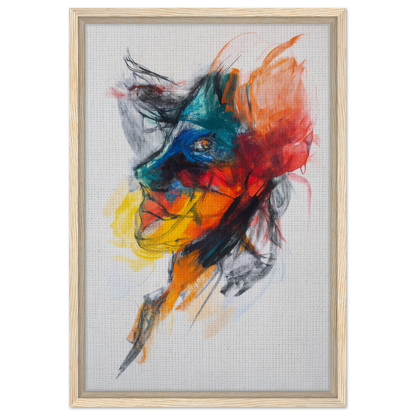 Vibrant abstract portrait in a Swirling Color Symphony, ideal for room decor