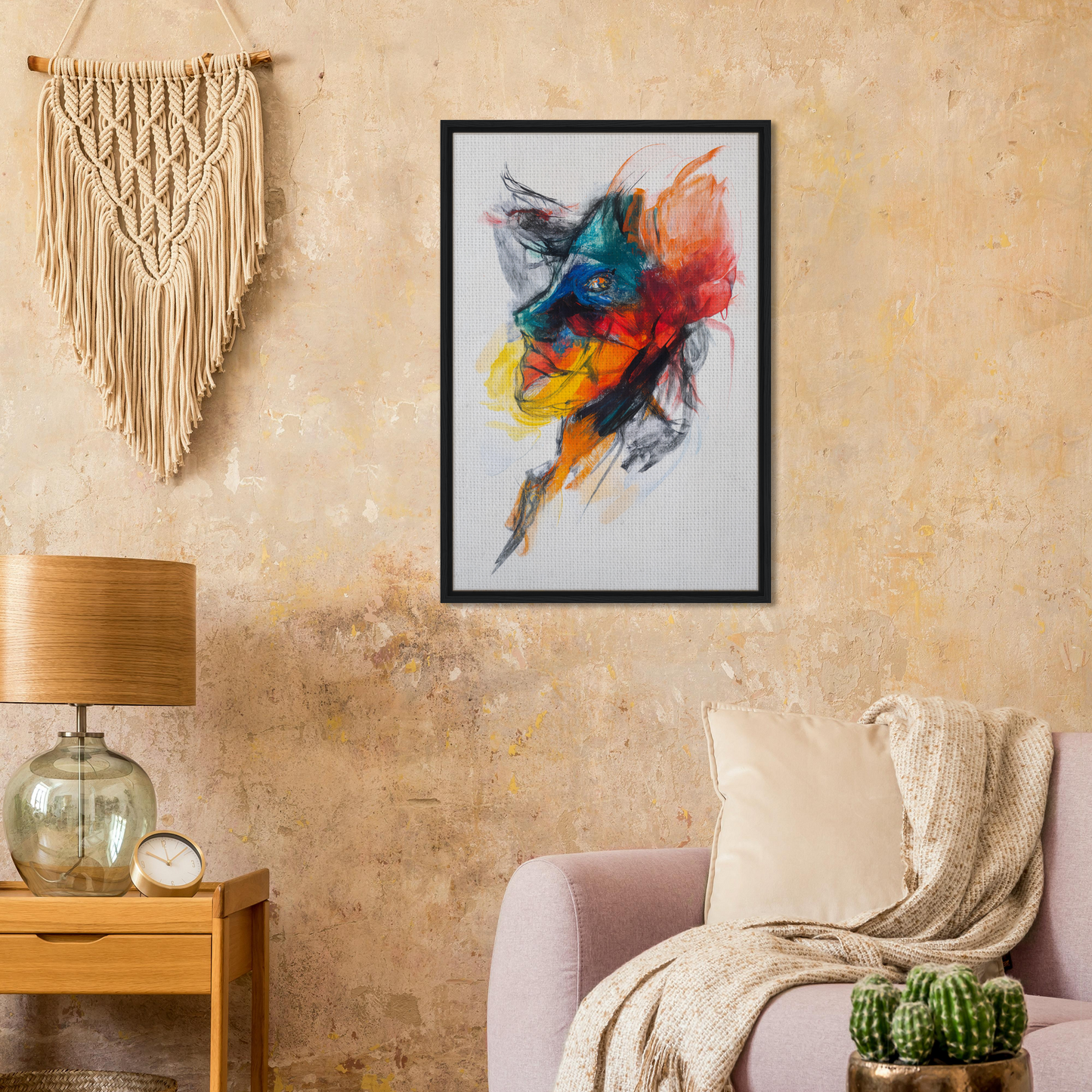 Vibrant abstract painting in Swirling Color Symphony for stylish room decor