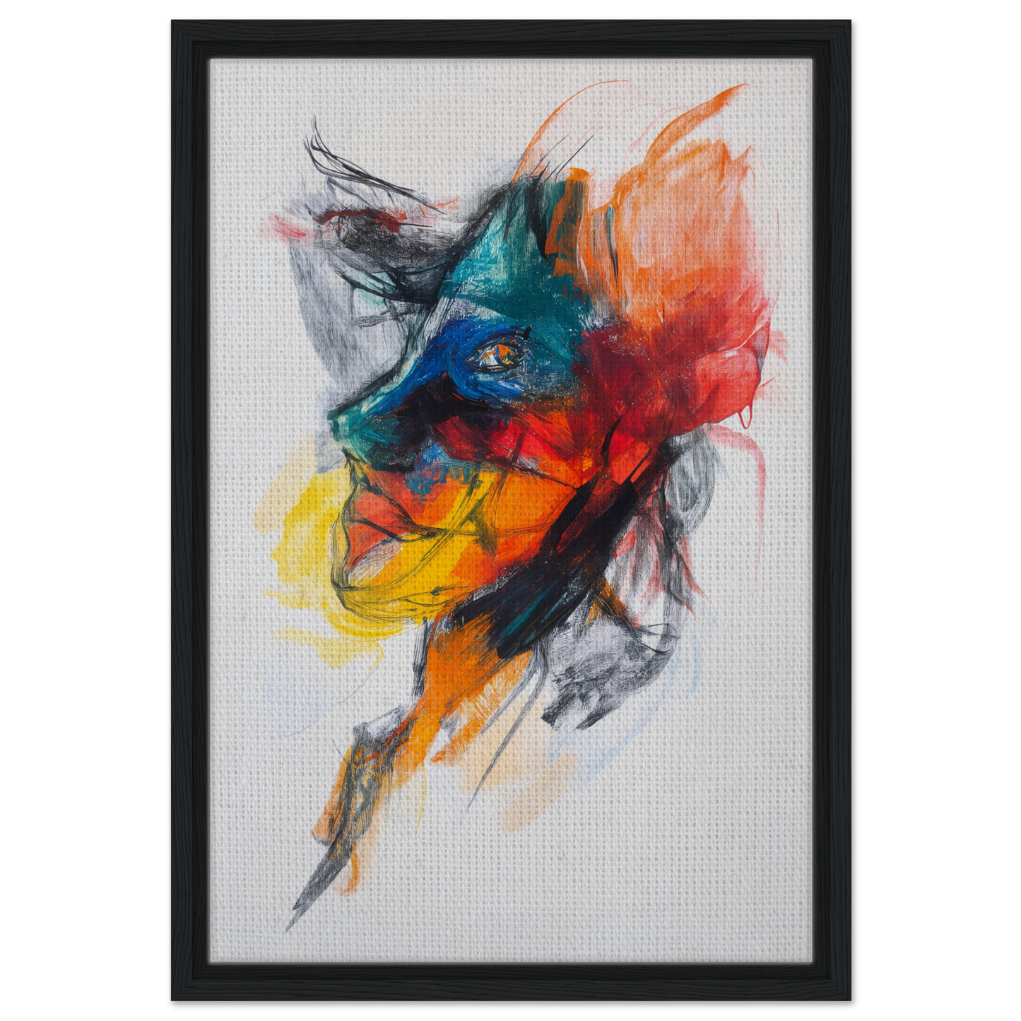Colorful abstract portrait painting in Swirling Color Symphony for vibrant room decor