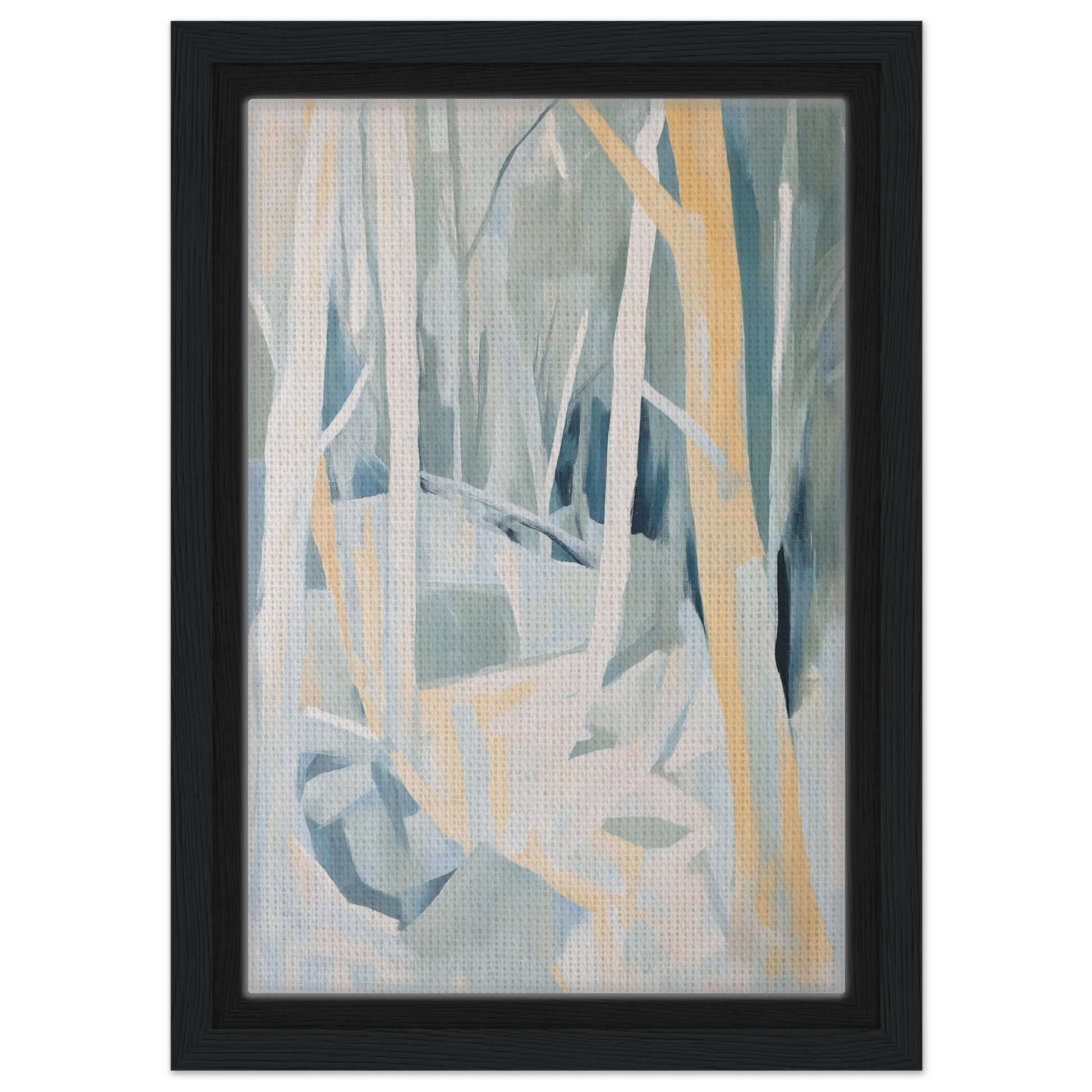 Abstract painting with soft pastel hues in Sylvan Blues Embrace framed canvas print