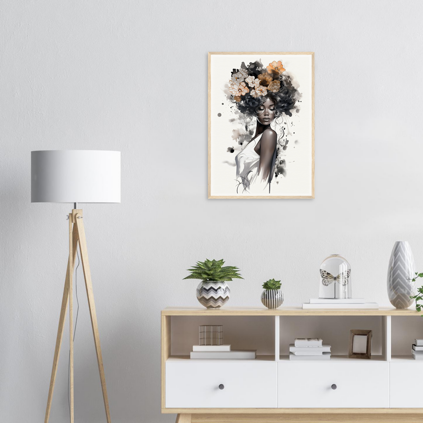 A black woman with flowers on her head, perfect for my Original Ouplence The Oracle Windows™ Collection wall poster.
