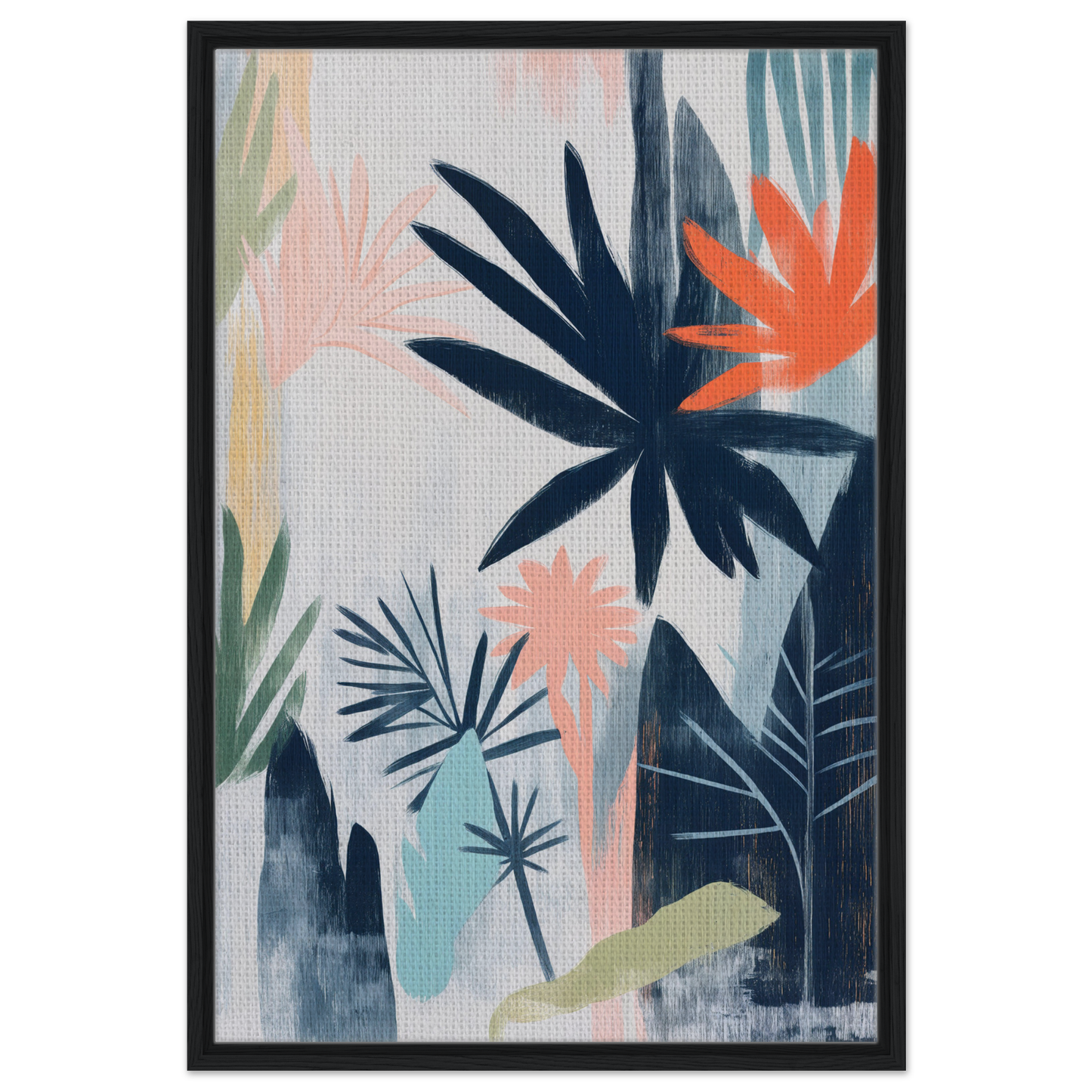 Abstract tropical floral painting featuring palm leaves in Terra Kaleidoscope Wild design