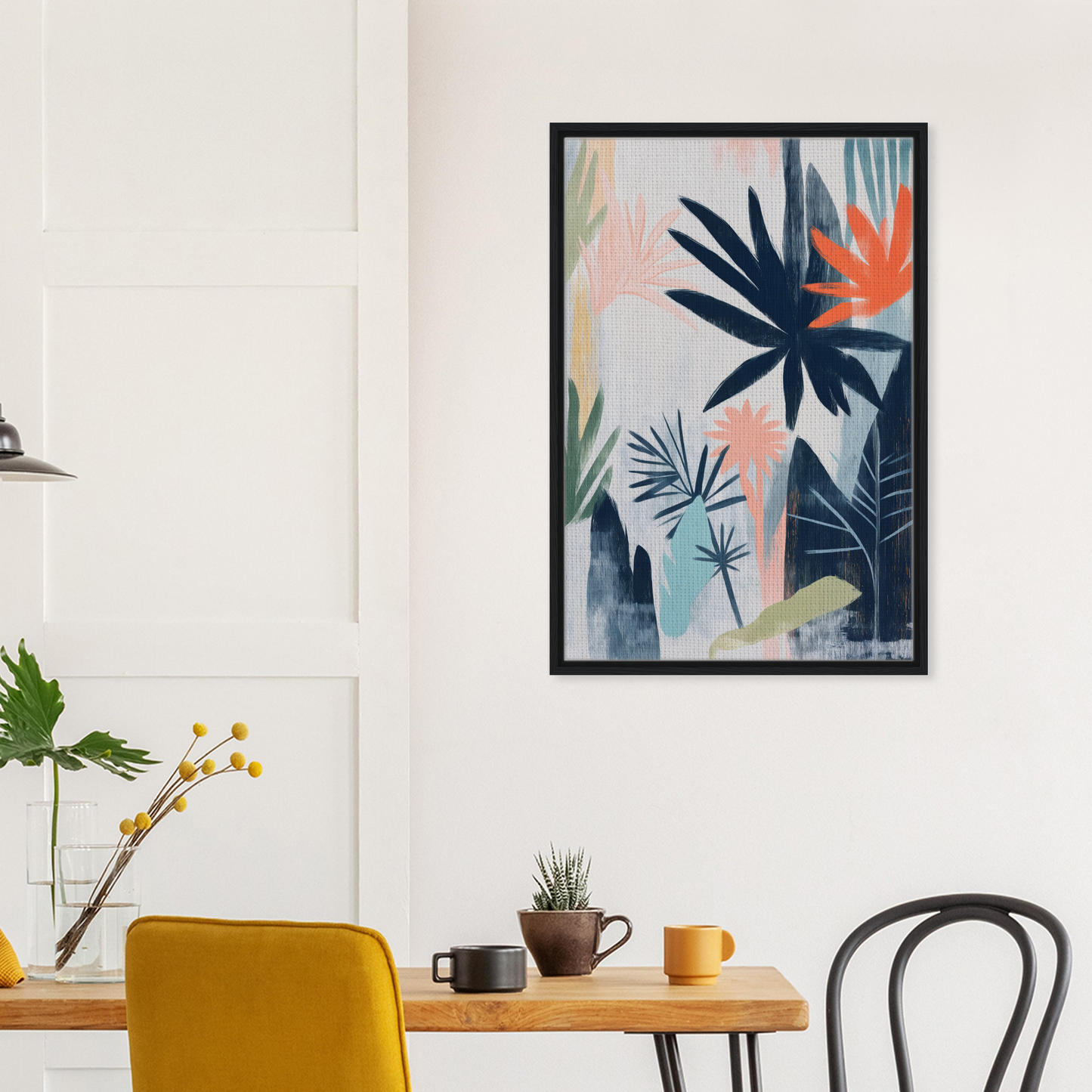 Framed abstract artwork of vibrant tropical leaves for Terra Kaleidoscope Wild room decor