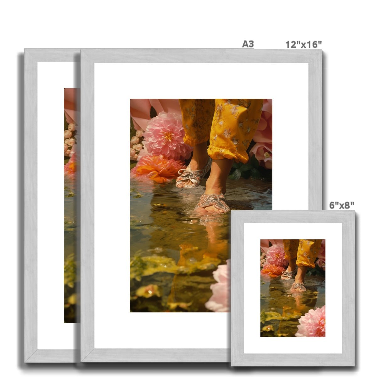 Three different sizes of the frame are shown