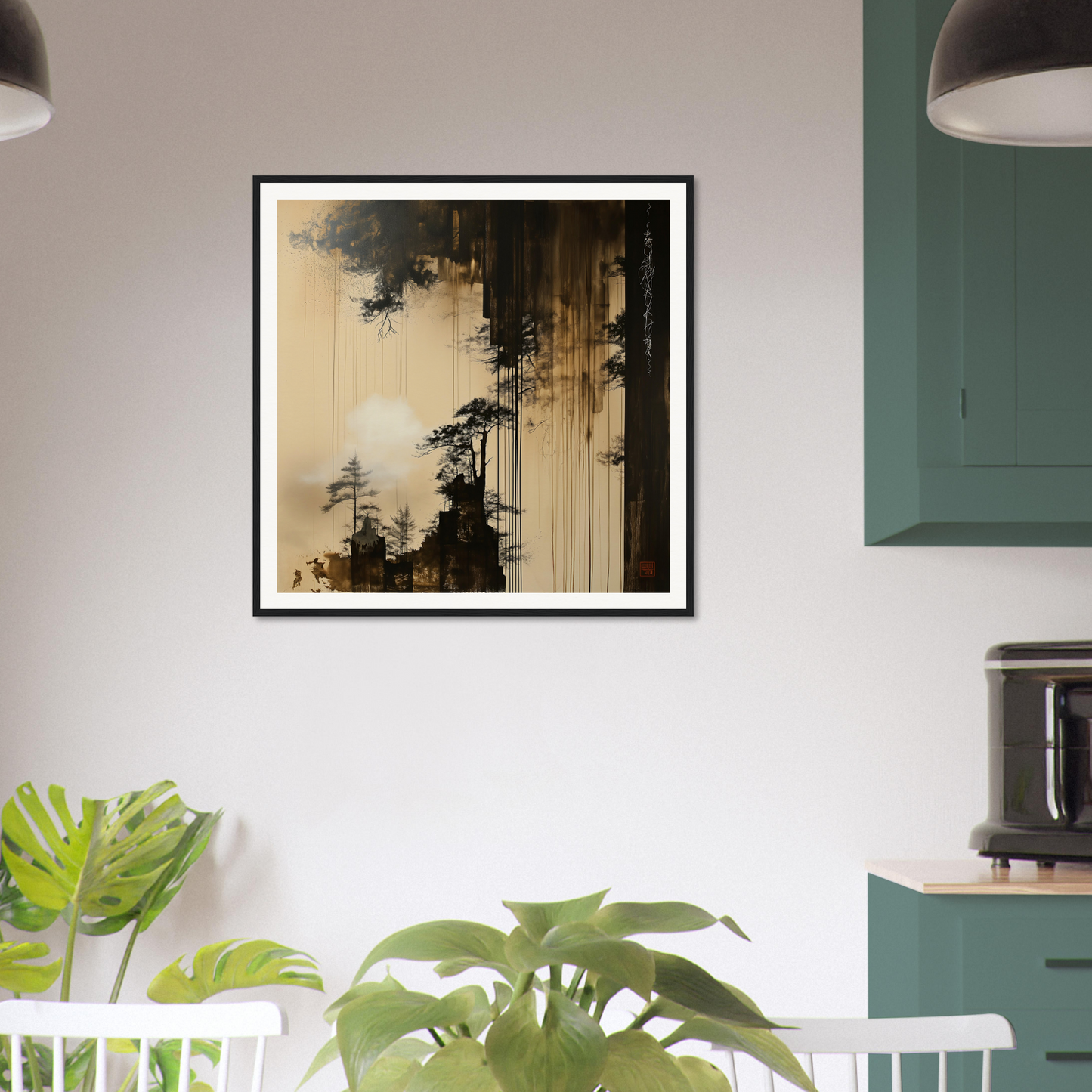 Framed sepia-toned misty forest scene from Timeless Ink Grove special edition art™