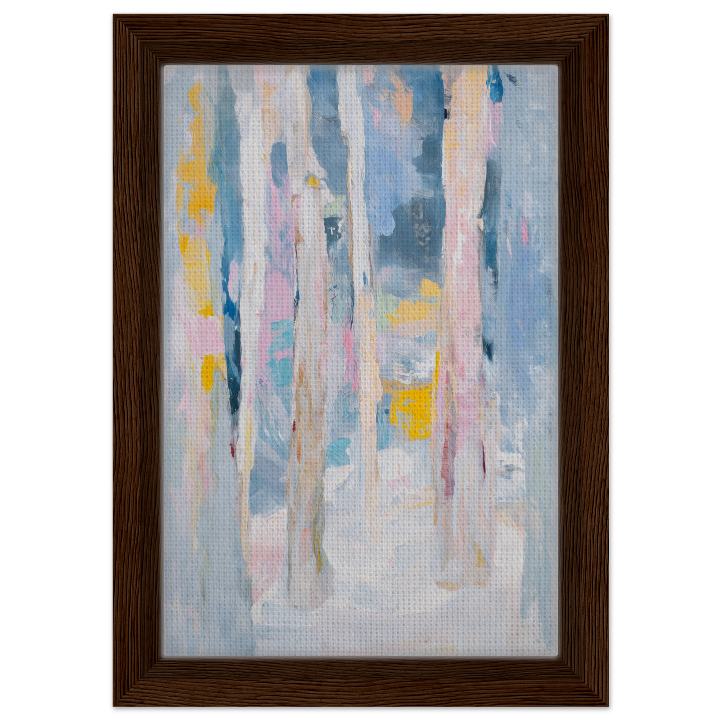 Abstract painting with vertical brushstrokes in pastel colors for Tranquil Chromatic Reverie room decor