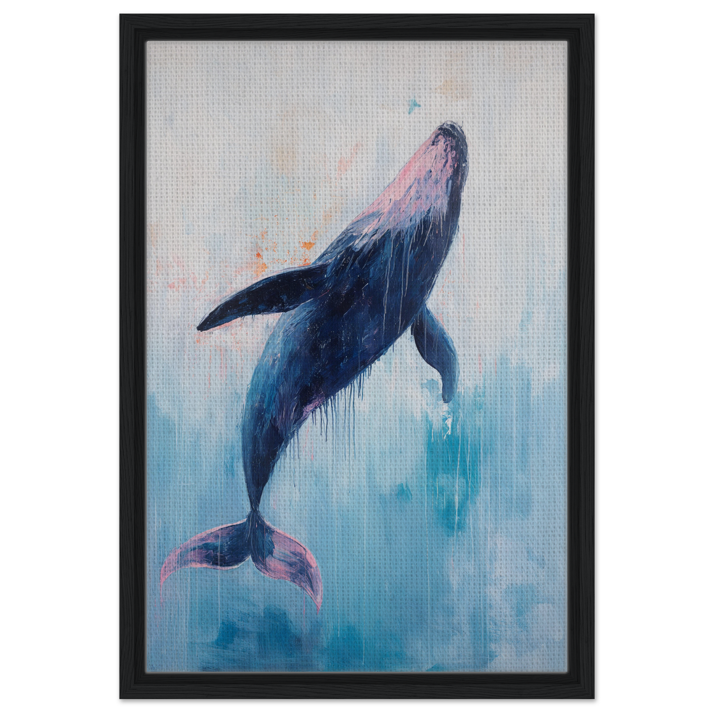 Humpback whale ascending in transcendent blue water, perfect for Blue Leviathan framed room decor