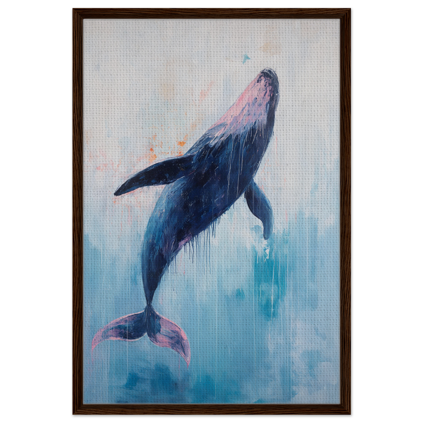 Humpback whale swimming upwards in clear water, a stunning Transcendent Blue Leviathan