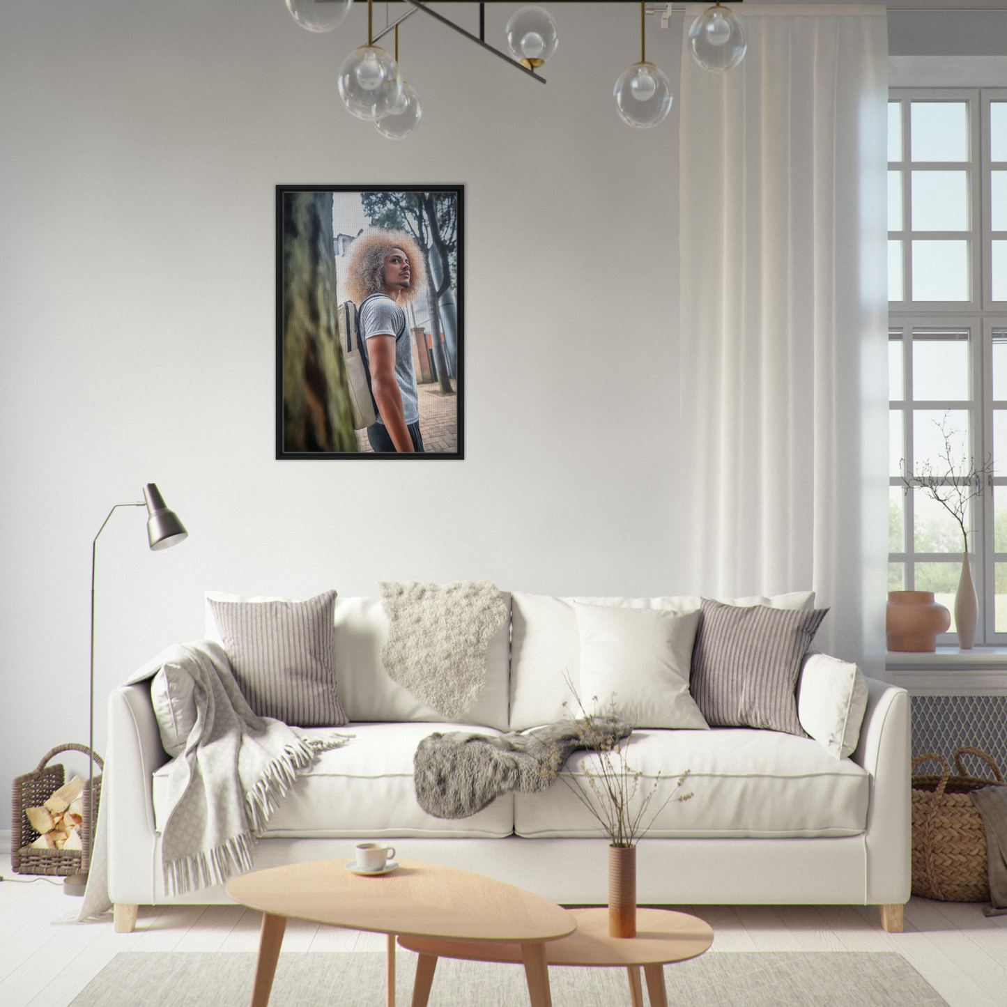 White sofa with throw pillows and blankets from Urban Adventurous Gaze for stylish room decor