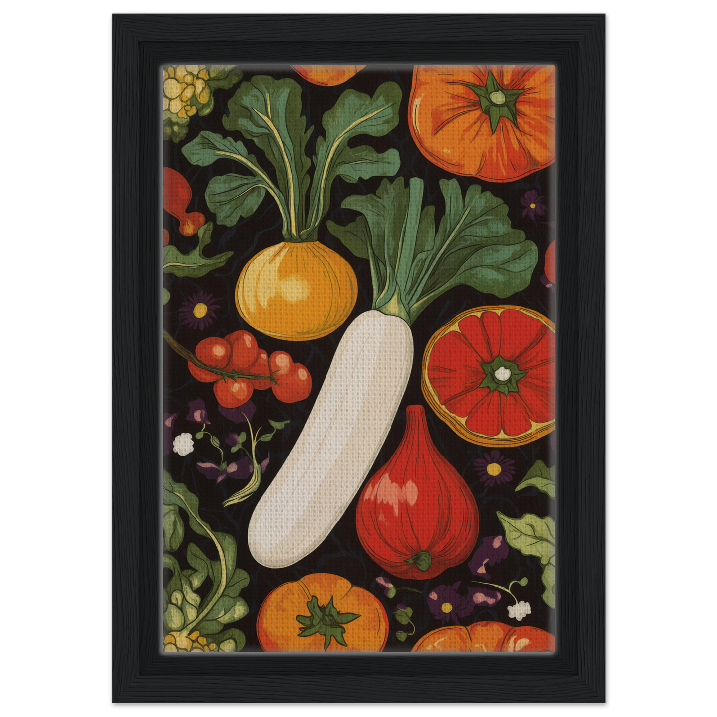 Colorful fresh vegetables artfully arranged showcasing Veggie Visionary Ode’s timeless elegance
