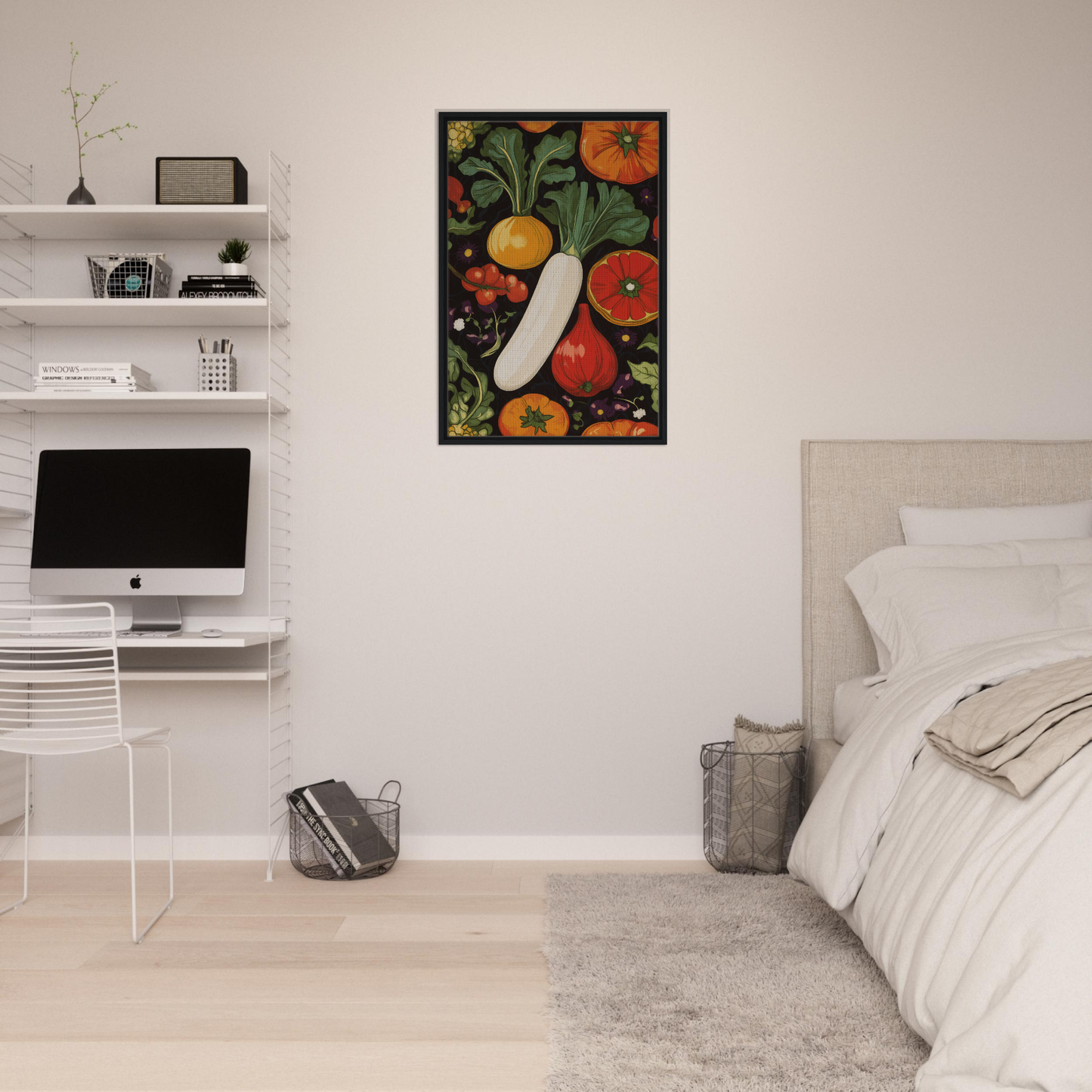 Colorful painting of fruits and vegetables showcasing the Timeless Elegance of Veggie Visionary Ode