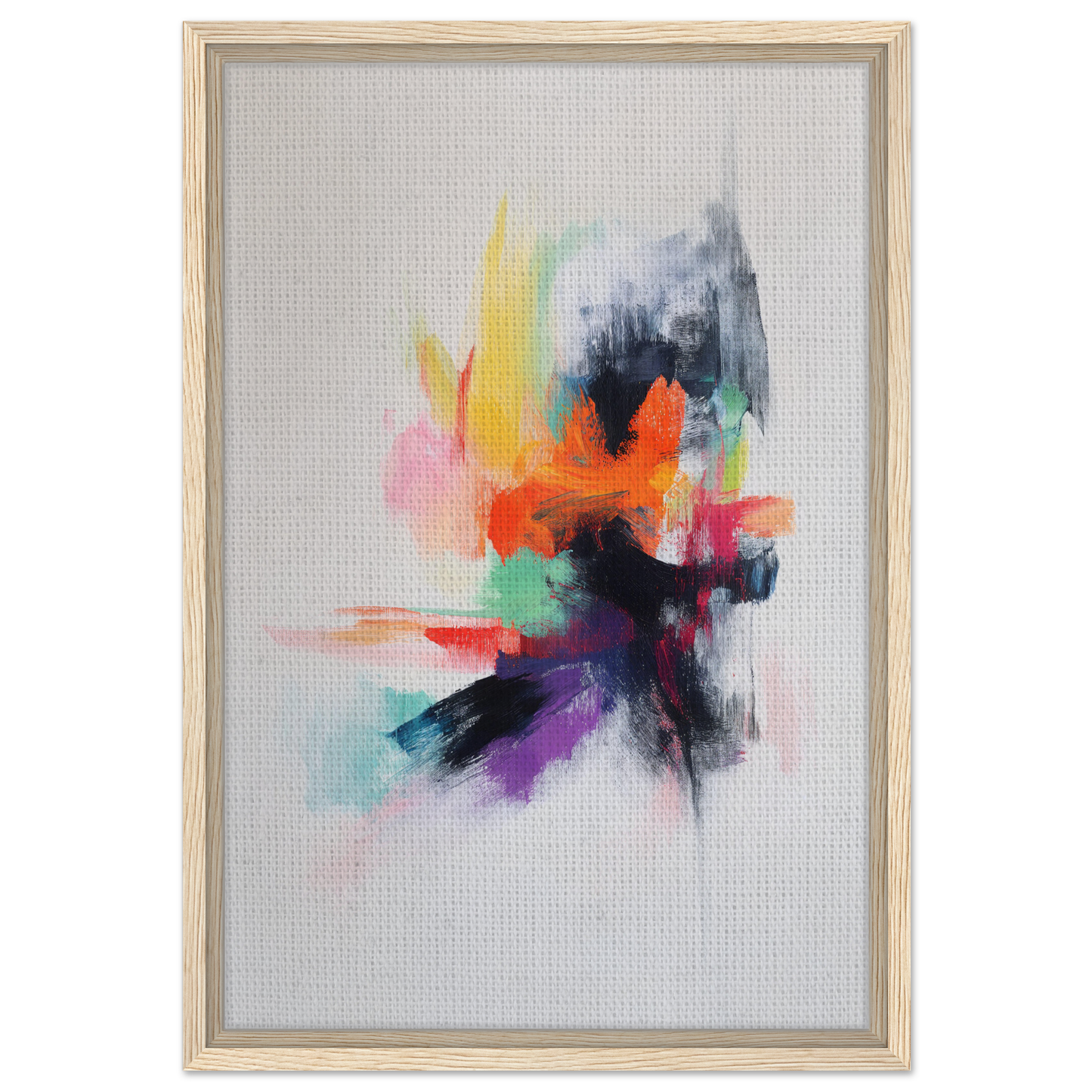 Abstract painting with vibrant splashes symbolizes Vibrancy’s Psychedelic Dance for room decor