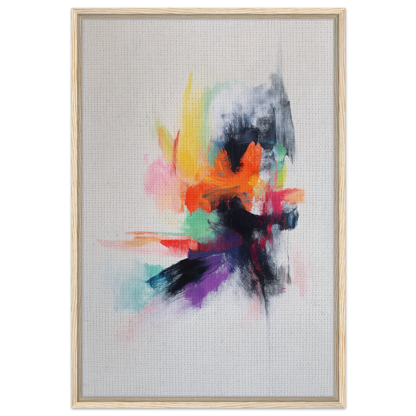 Abstract painting in Vibrancy’s Psychedelic Dance, vibrant splashes on light background