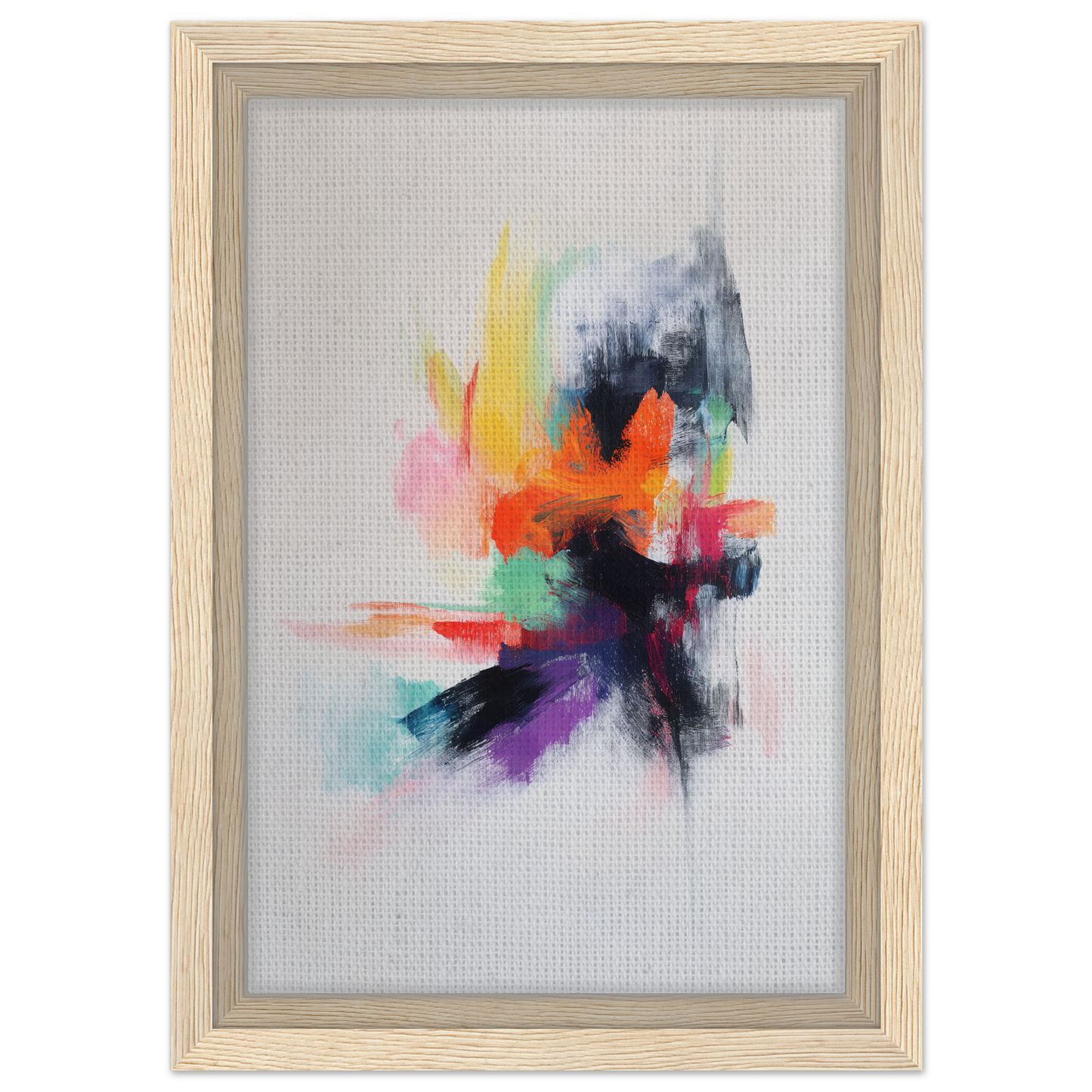 Abstract painting in a light wooden frame for Vibrancy’s Psychedelic Dance room decor