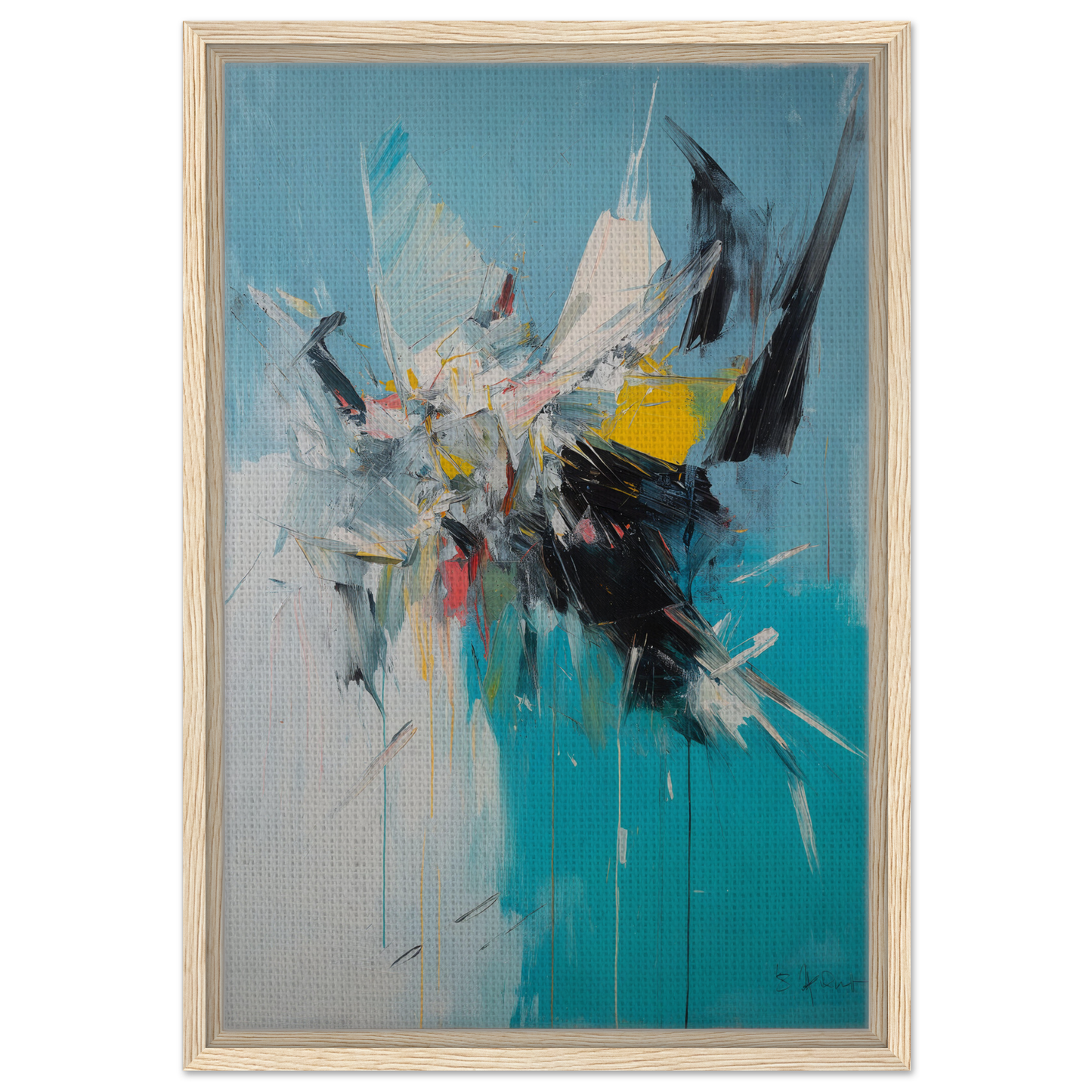 Abstract painting of Vibrant Chaotic Realms with dynamic brushstrokes for room decor