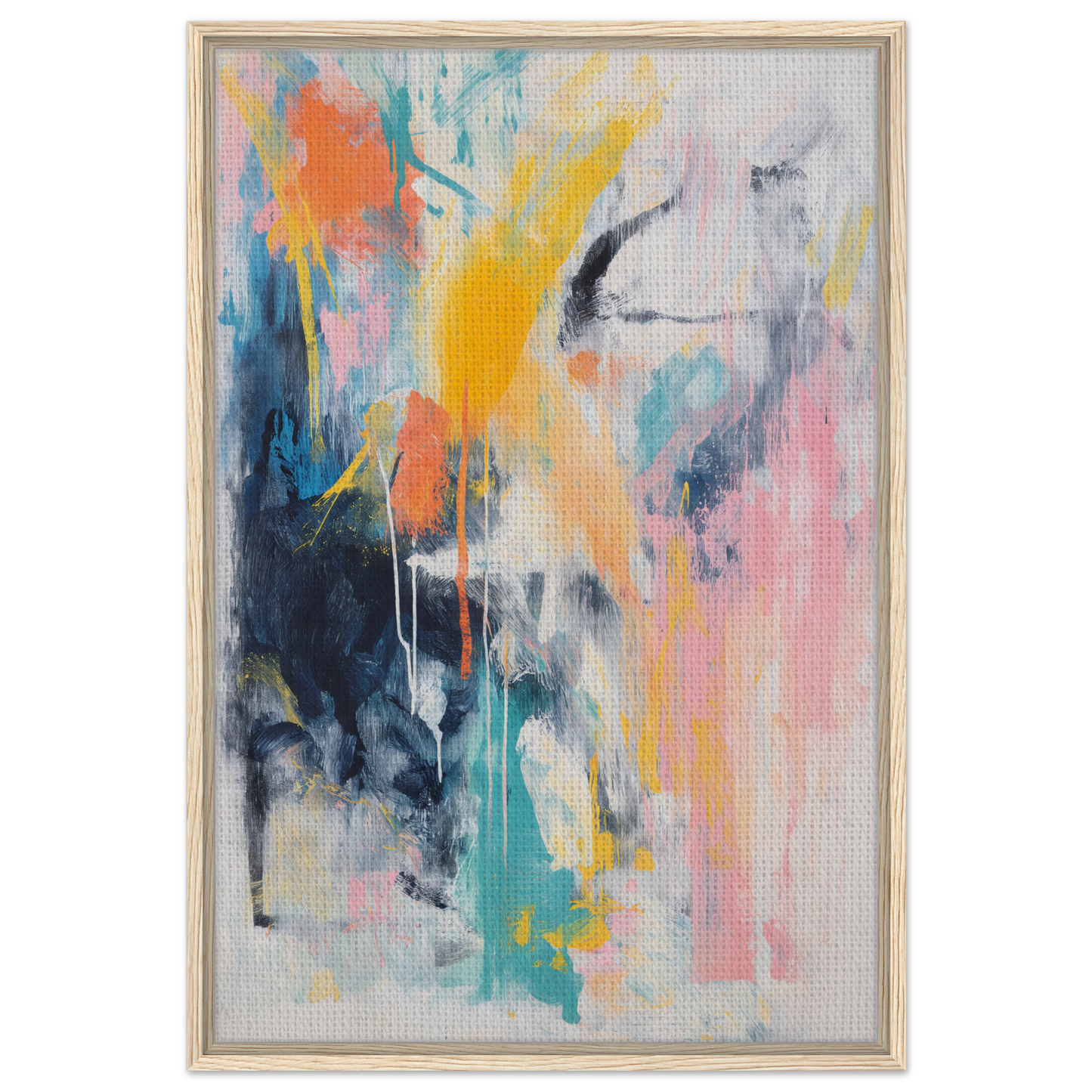 Abstract painting featuring vibrant splashes of color for Vibrant Color Symphony room decor