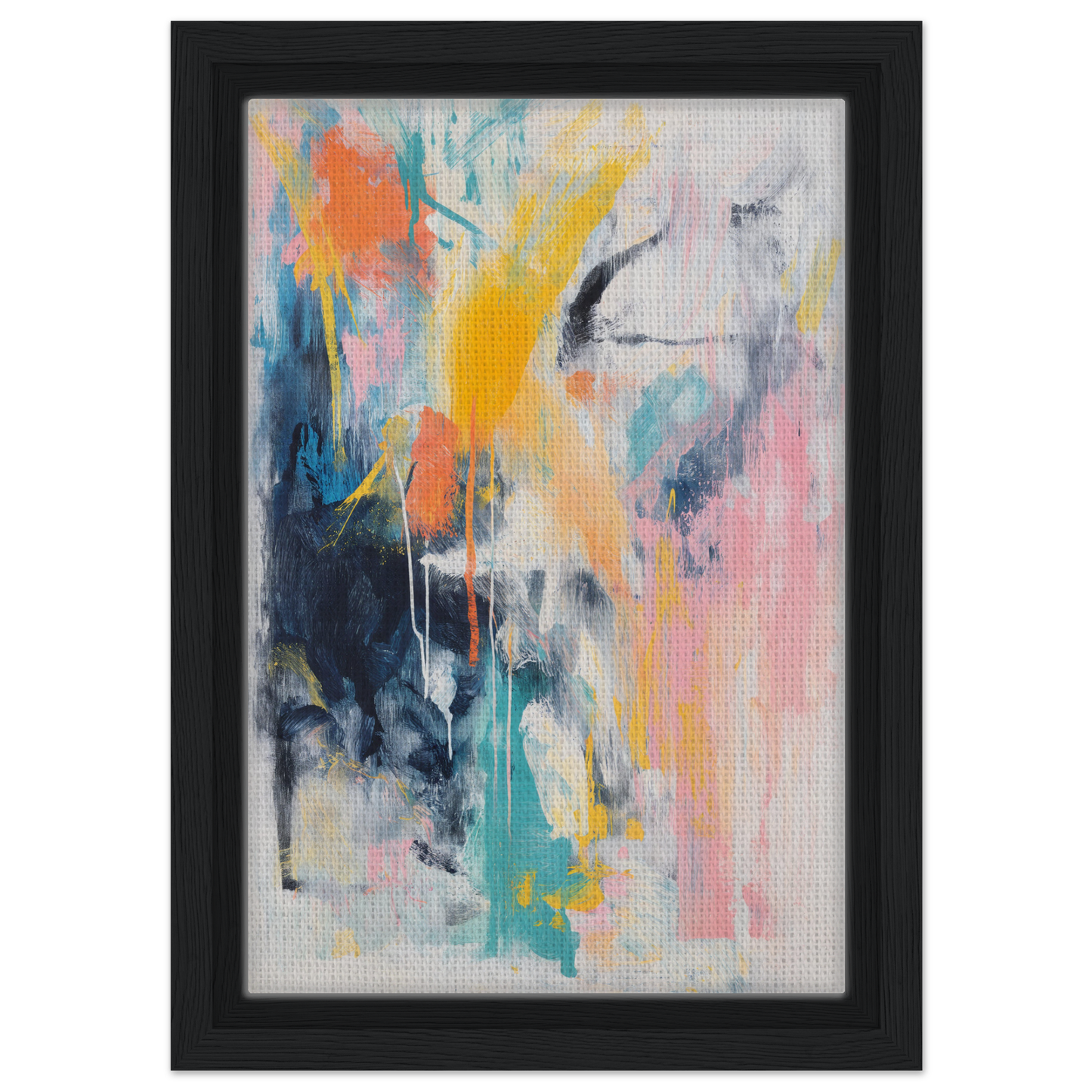 Abstract painting of a Vibrant Color Symphony displayed as a Framed Canvas Print