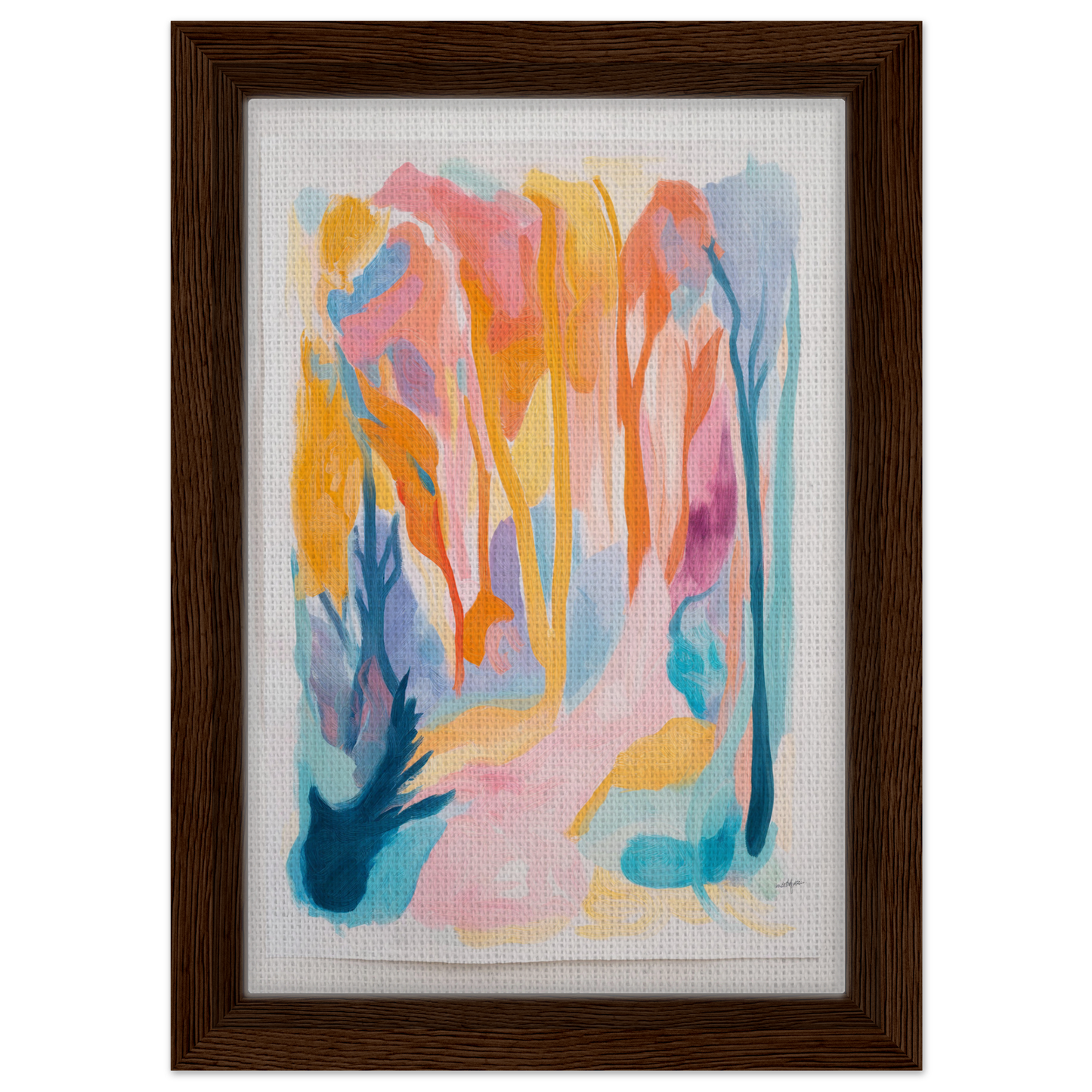 Framed abstract painting with pastel hues, enhancing Vivid Illumination Reverie room decor