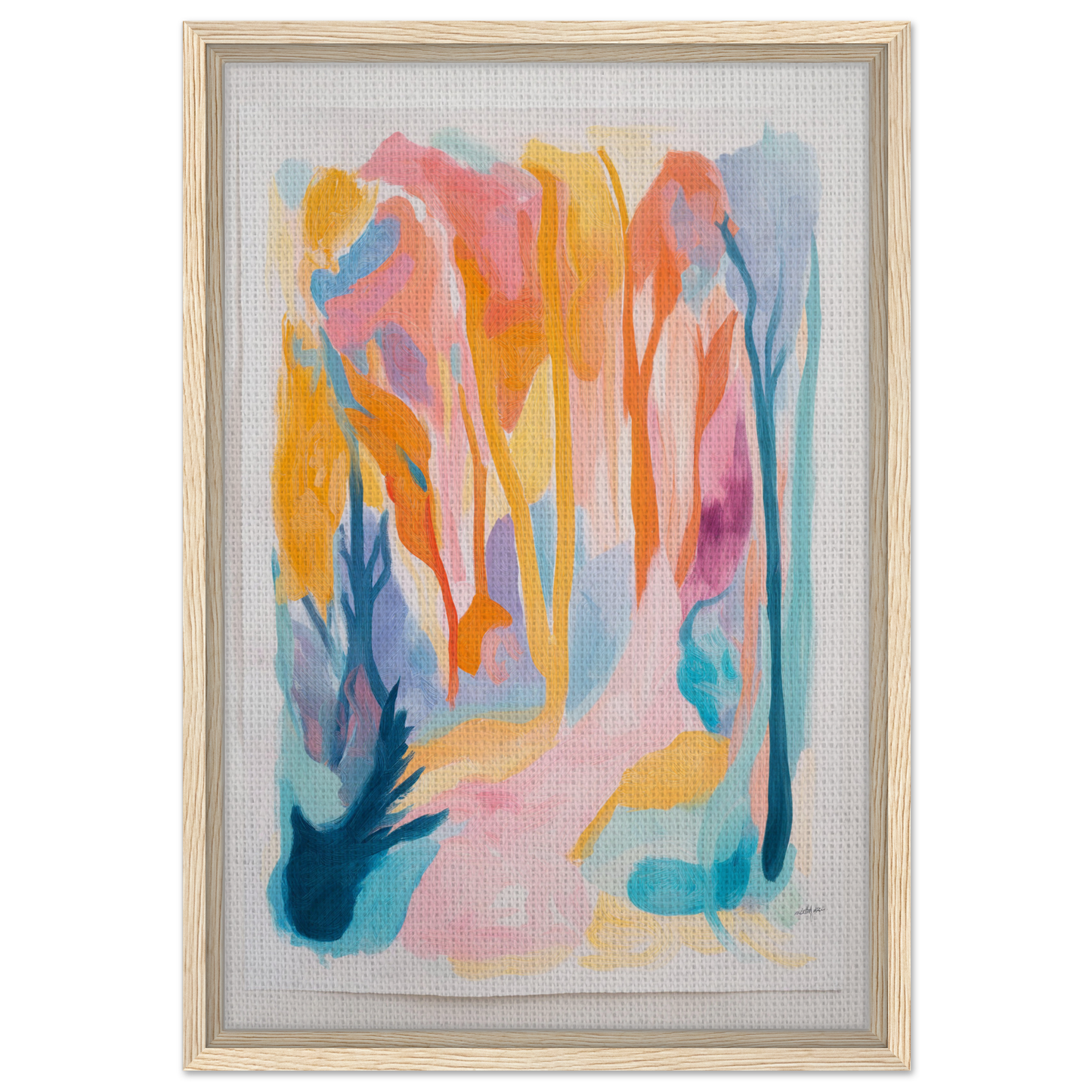 Abstract painting of colorful fluid shapes inspired by Vivid Illumination Reverie