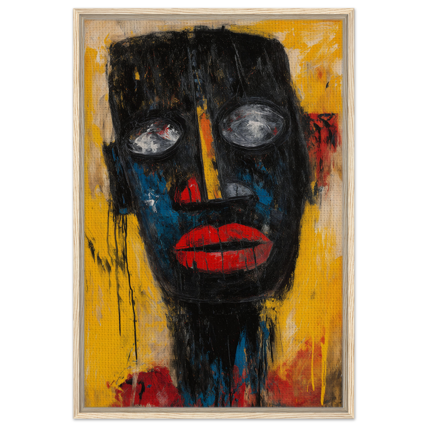 Abstract portrait painting with dark face and red lips from Vivid Revelations Dreaming