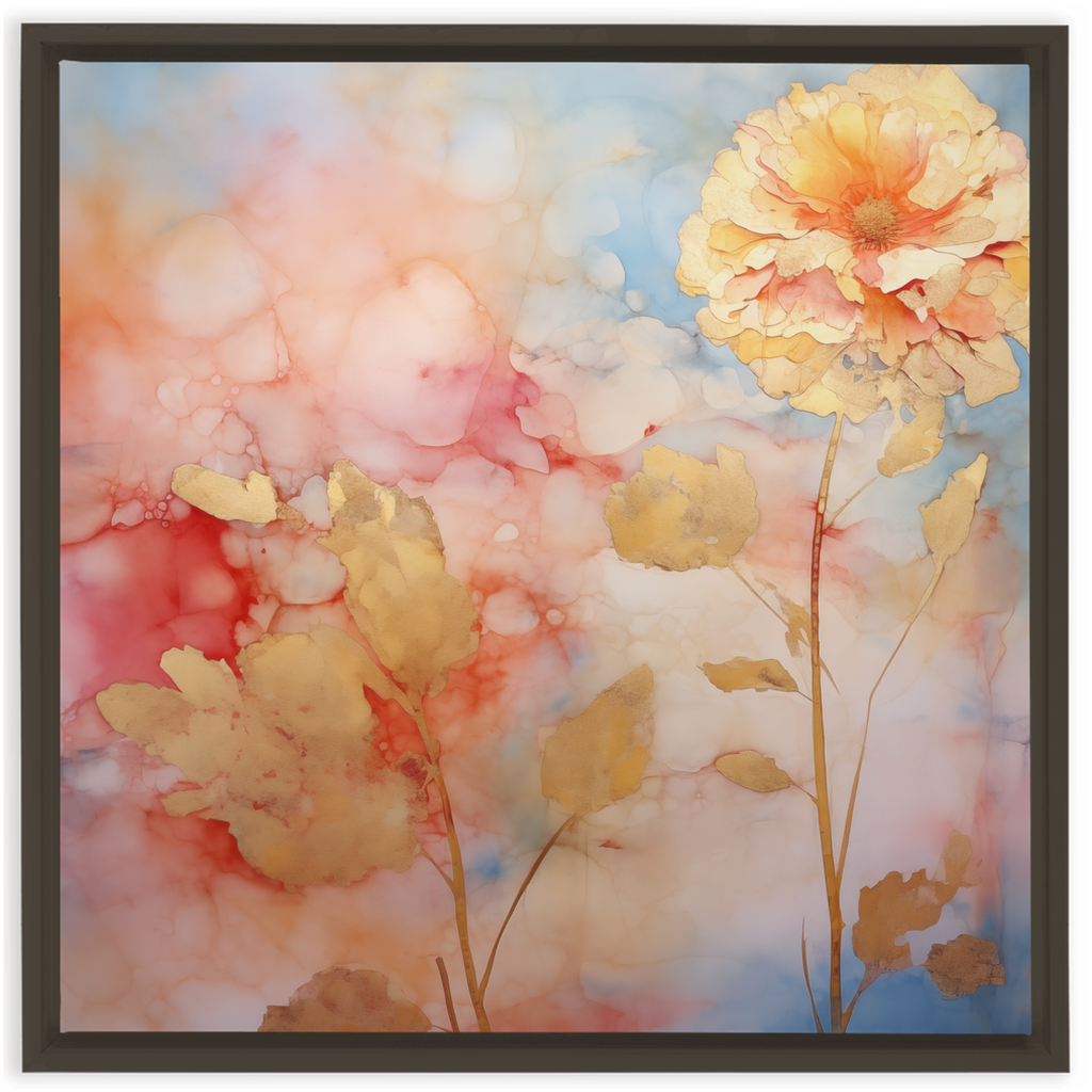 Delicate watercolor painting of soft, pastel-colored flowers with wispy petals and stems.