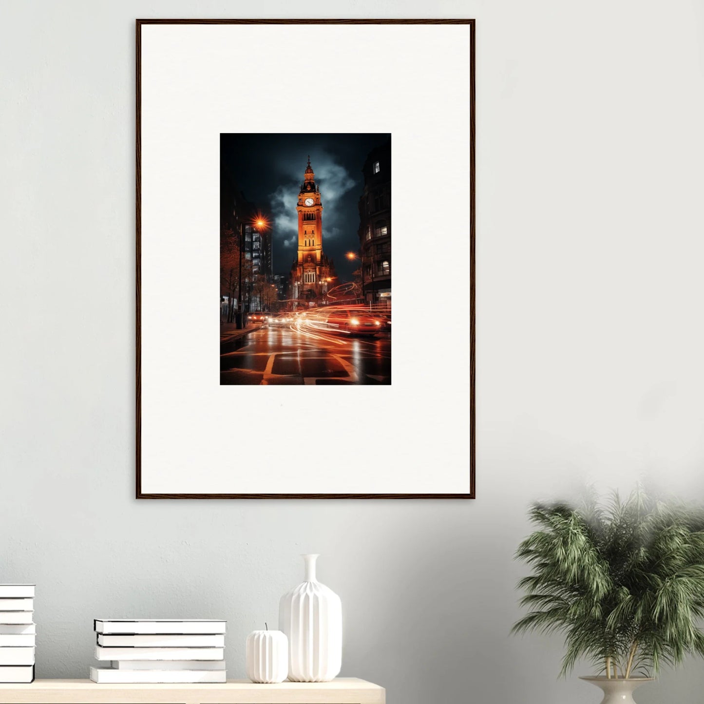 Framed photo of Philadelphia City Hall clock tower at night with light trails, Venomous Clocklight Nrtabbat