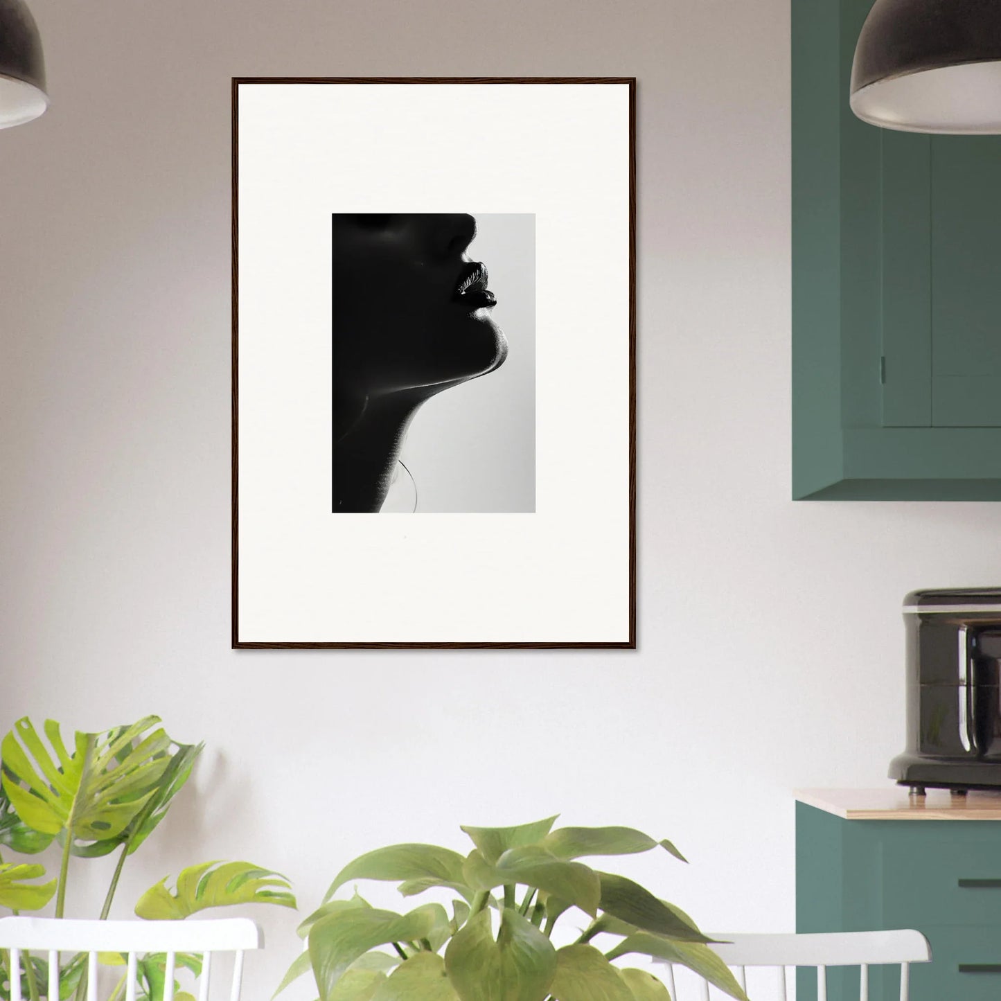 Black and white silhouette portrait in wooden frame from Ethereal Odyssey Sonata art