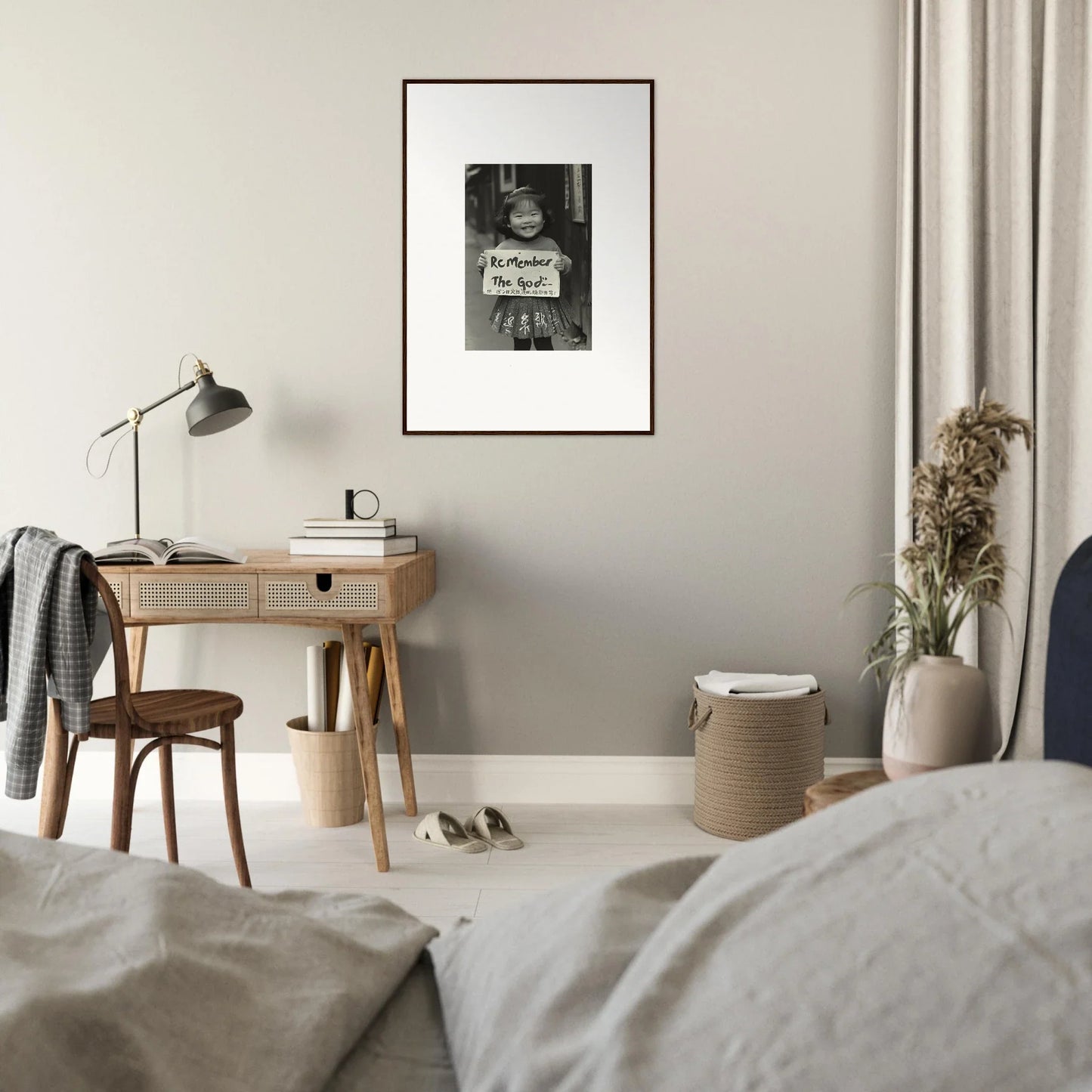 Wooden desk with a drawer and desk lamp from Sacred Smile Echoes special edition art