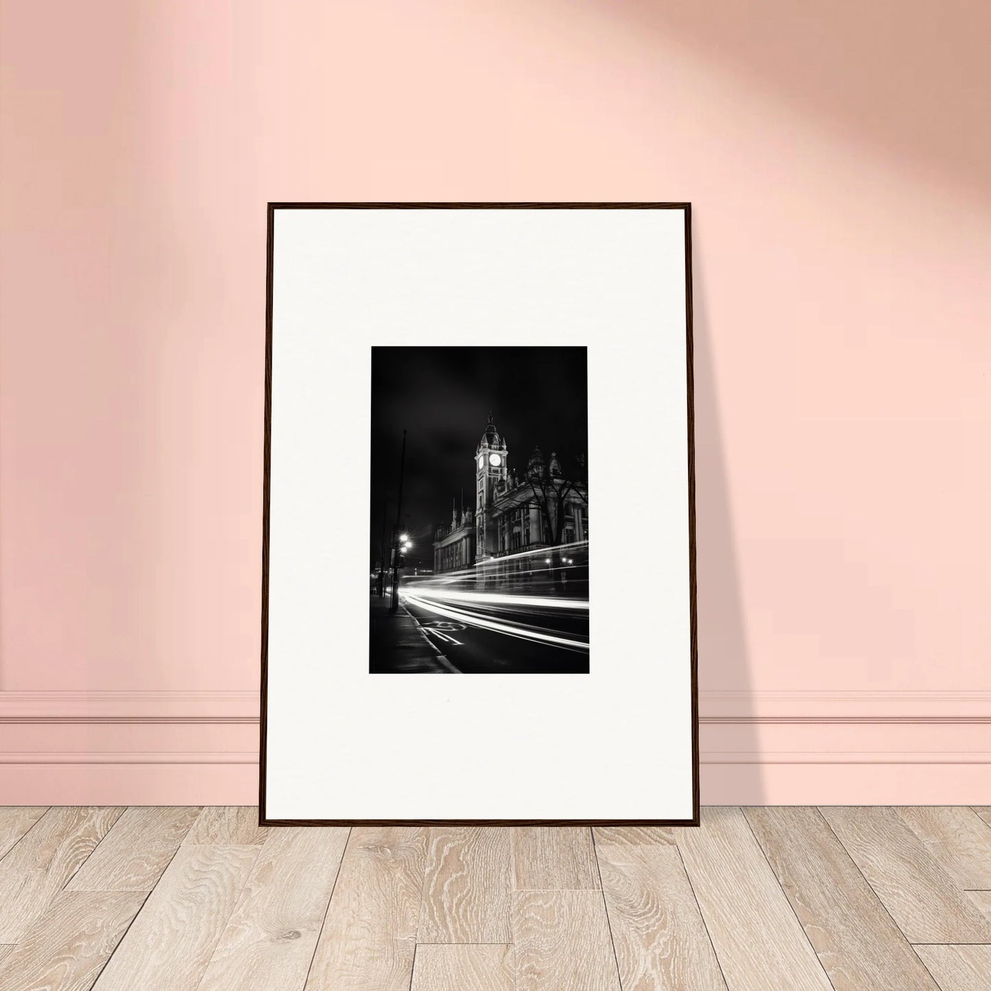 Framed black and white photo of a cathedral at night for Temporal Phantasm Glide