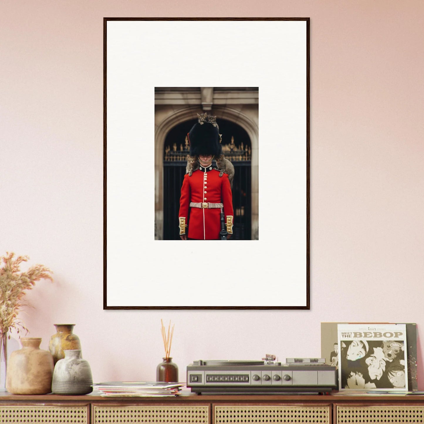 Framed photograph of a Queen’s Guard in traditional uniform for Monarch’s Dreamaroos