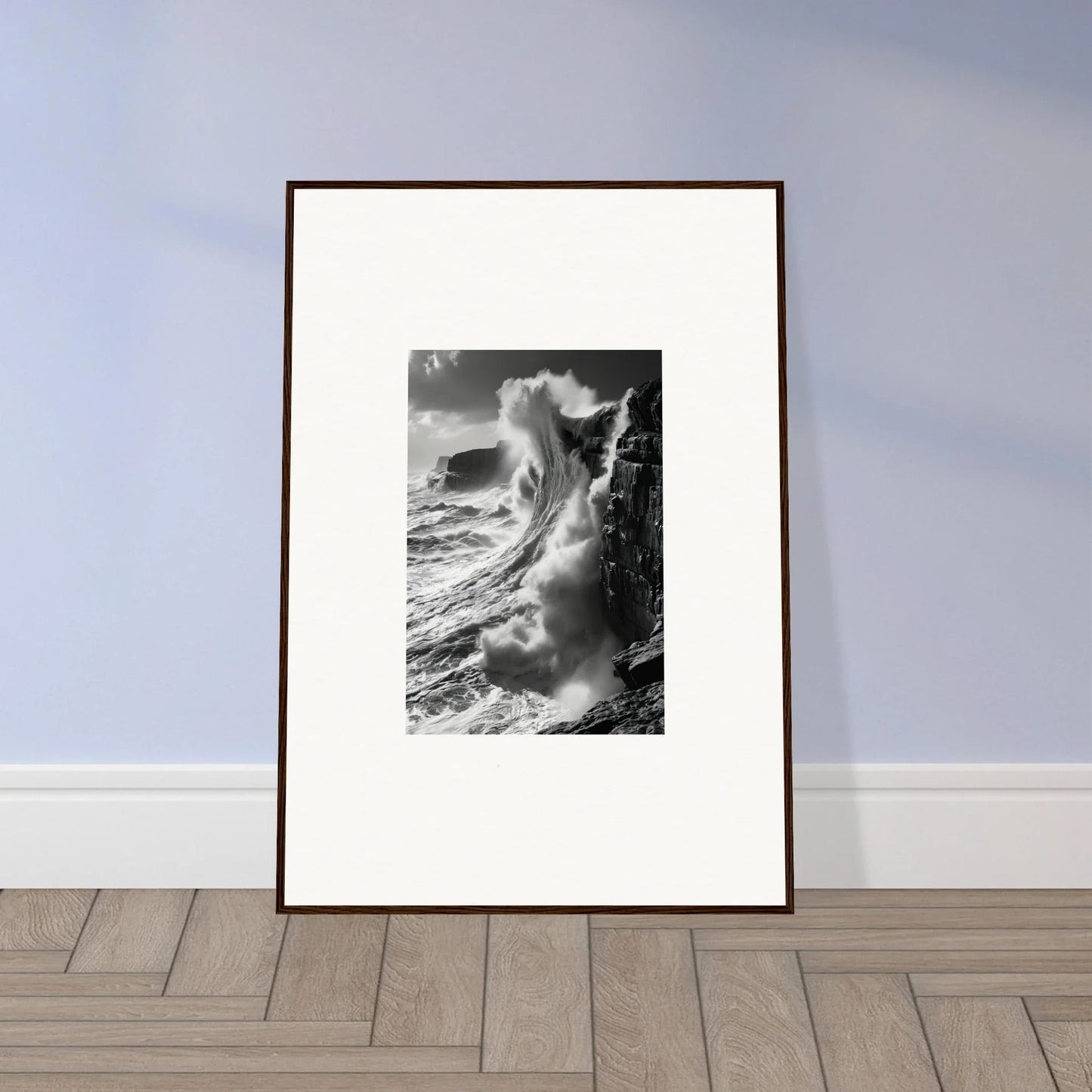 Framed black and white wave photo from Tidal Curved Reality special edition art™