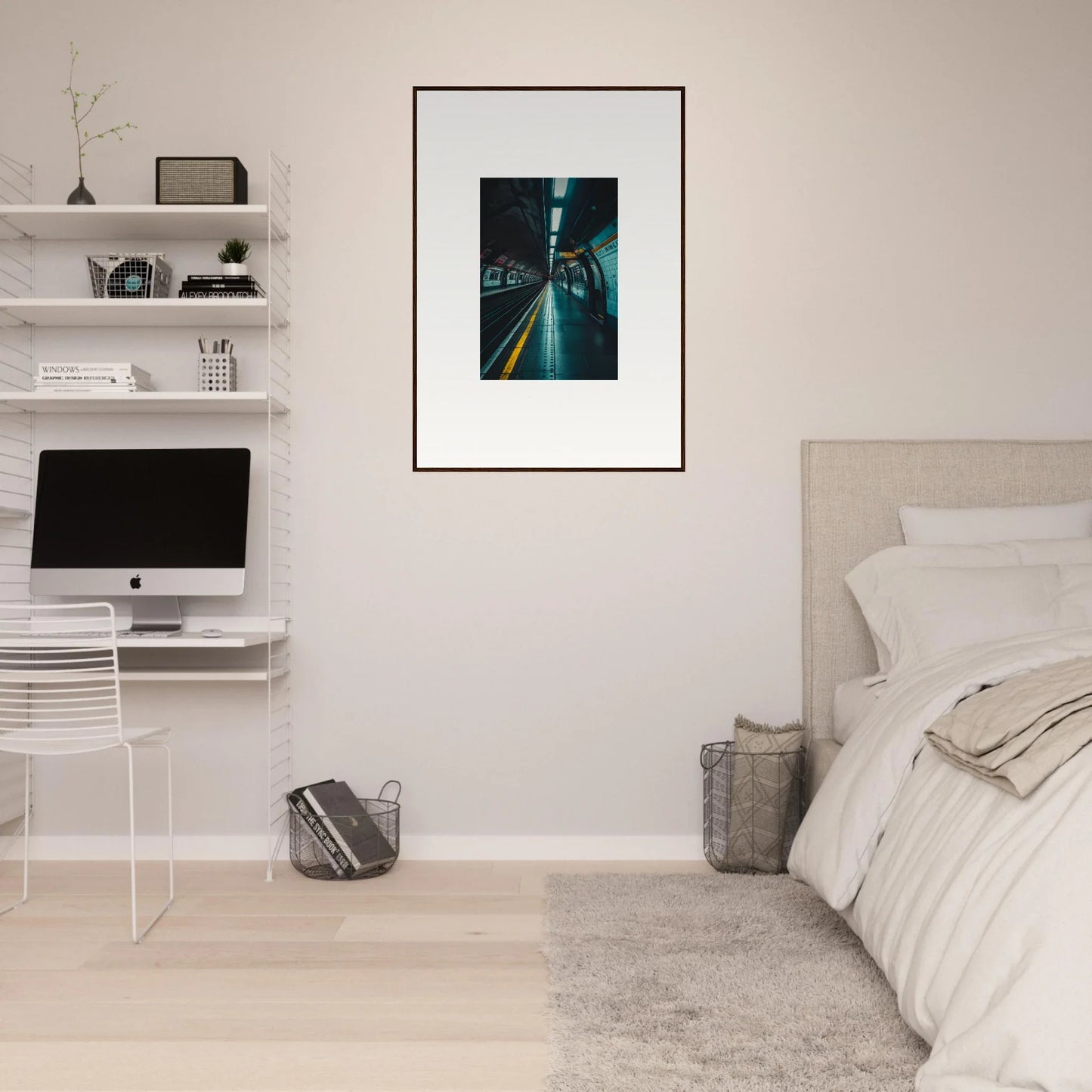 Framed photograph of a subway tunnel with turquoise lighting for Portal Echo Anatomy special edition art™
