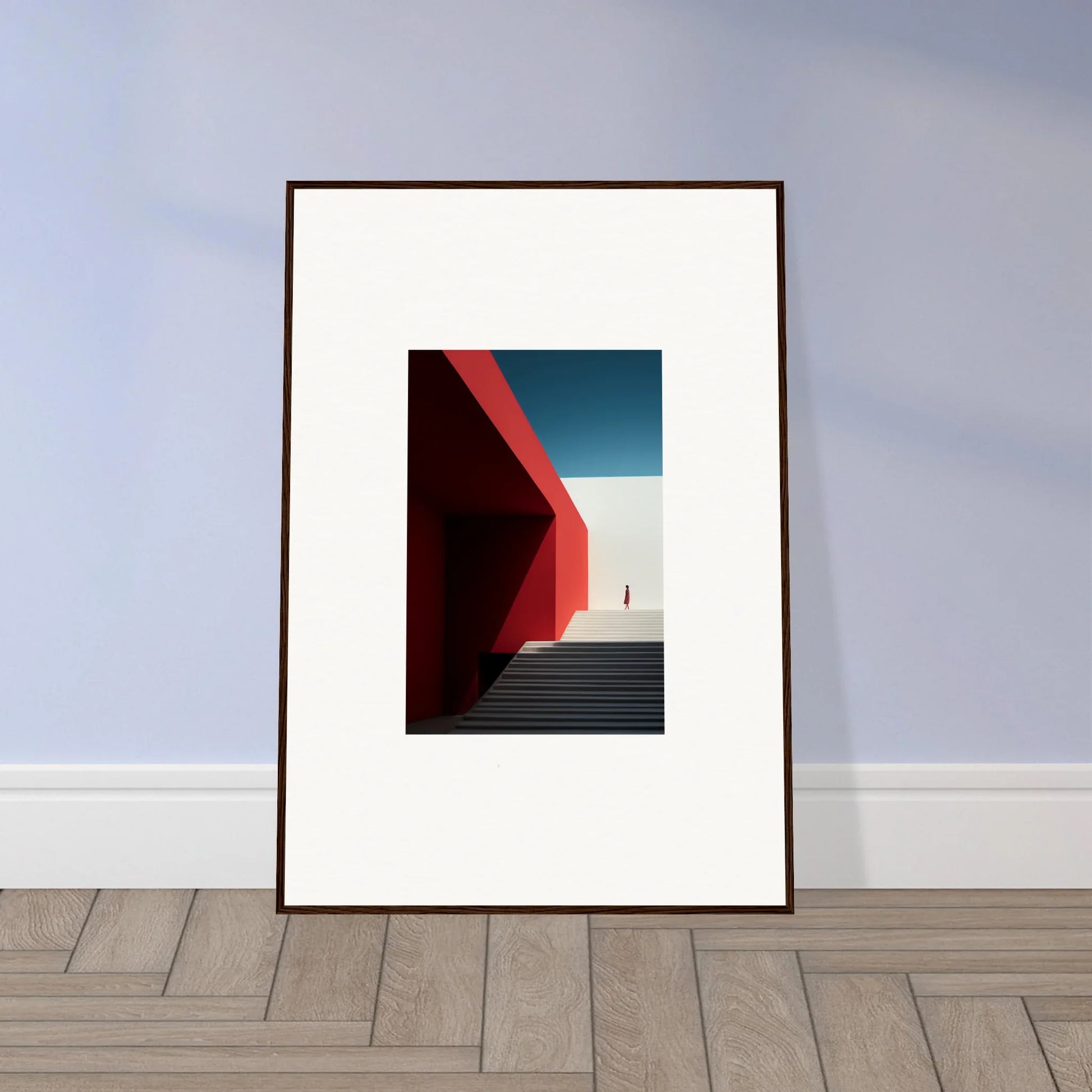 Framed wall art of red architectural walls and blue sky for Mesa Quizzes Cascades