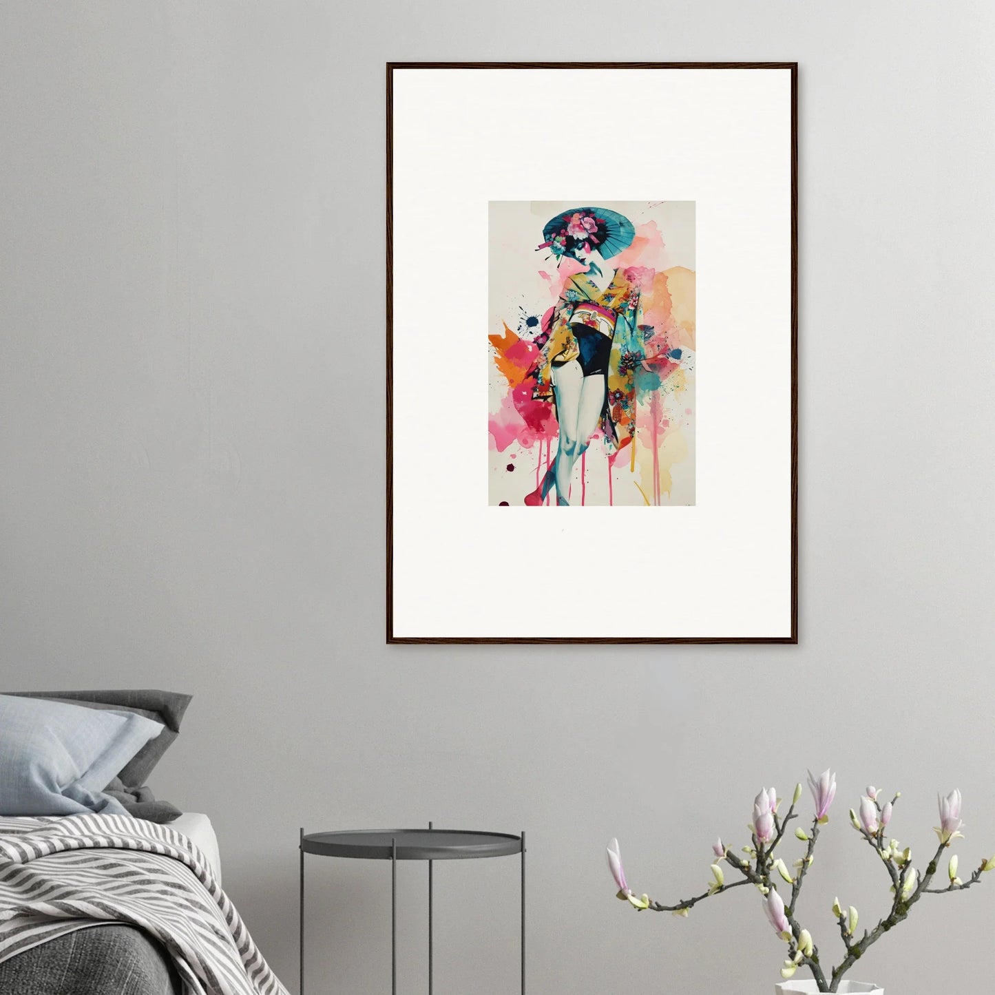 Framed colorful abstract portrait for vibrant room decoration and stunning wall art