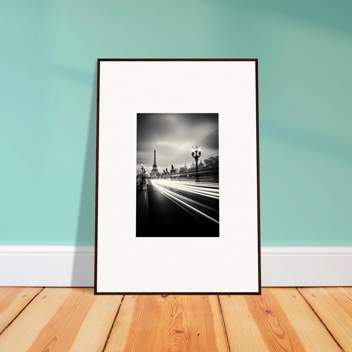 Framed wall art featuring Eiffel Tower with light trails, part of Velocity Of Memories special edition art™
