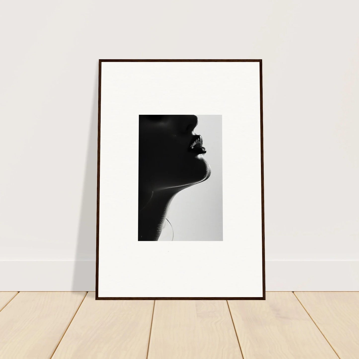 Framed black and white silhouette of Ethereal Odyssey Sonata on a light background