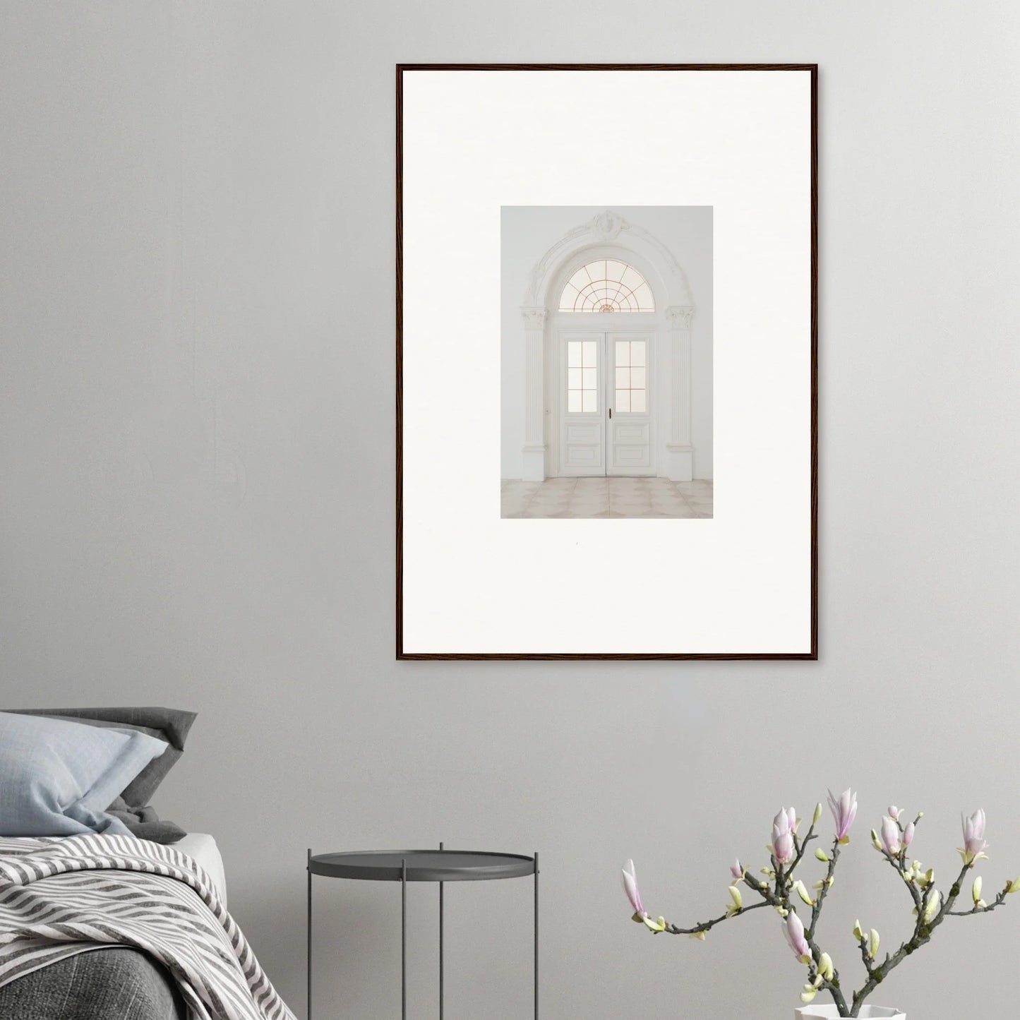 Framed wall art of an arched doorway with fanlight in Portal Poise Unveiled design