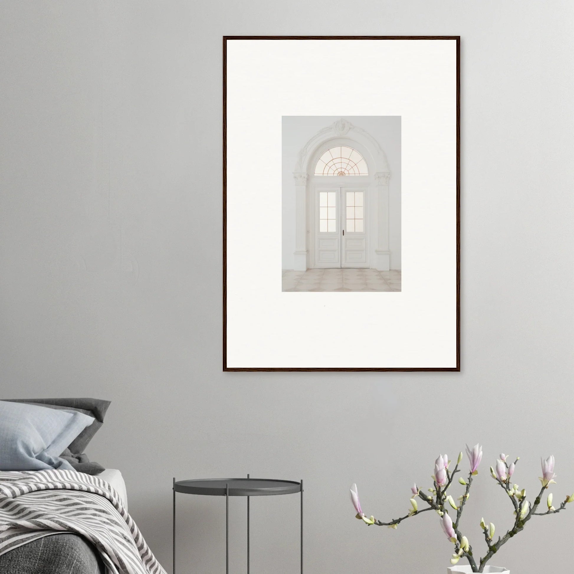 Framed wall art of an arched doorway with fanlight in Portal Poise Unveiled design