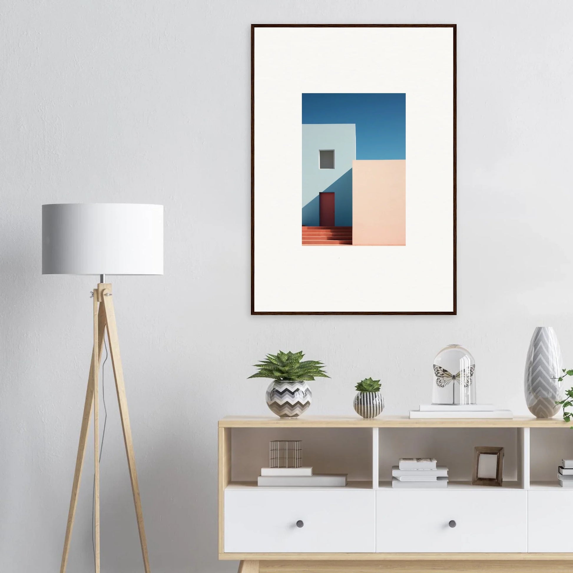 Framed minimalist architectural photo with bold colors in Tangents of Porcelain special edition art
