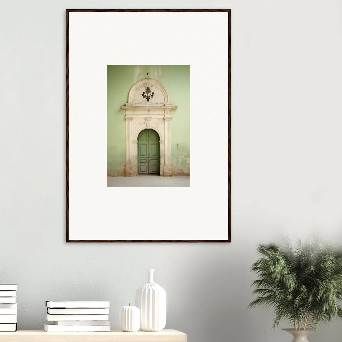 Framed photo of an ornate green doorway from Thresholds Quiet Whisper special edition art™