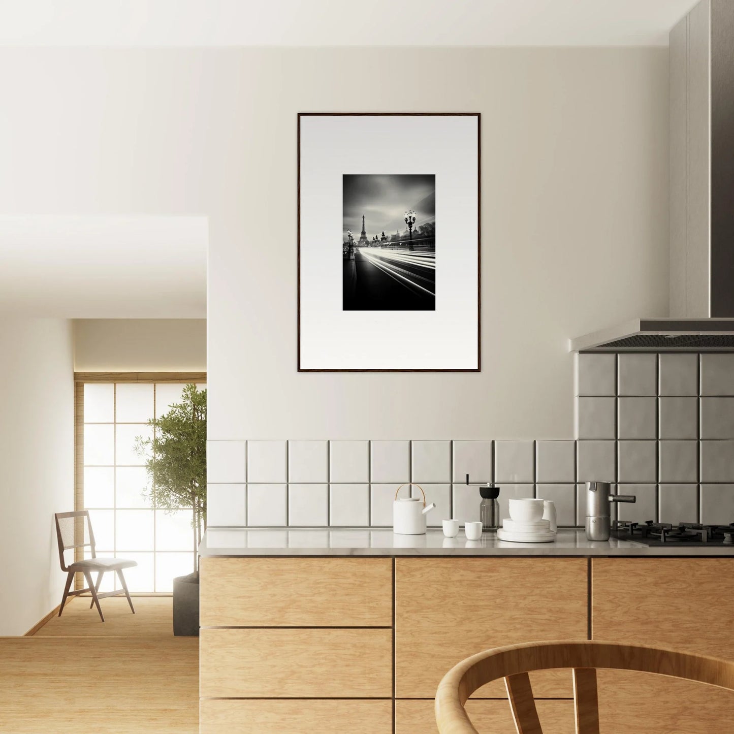 Black and white framed wall art of a cityscape in Velocity Of Memories special edition art™