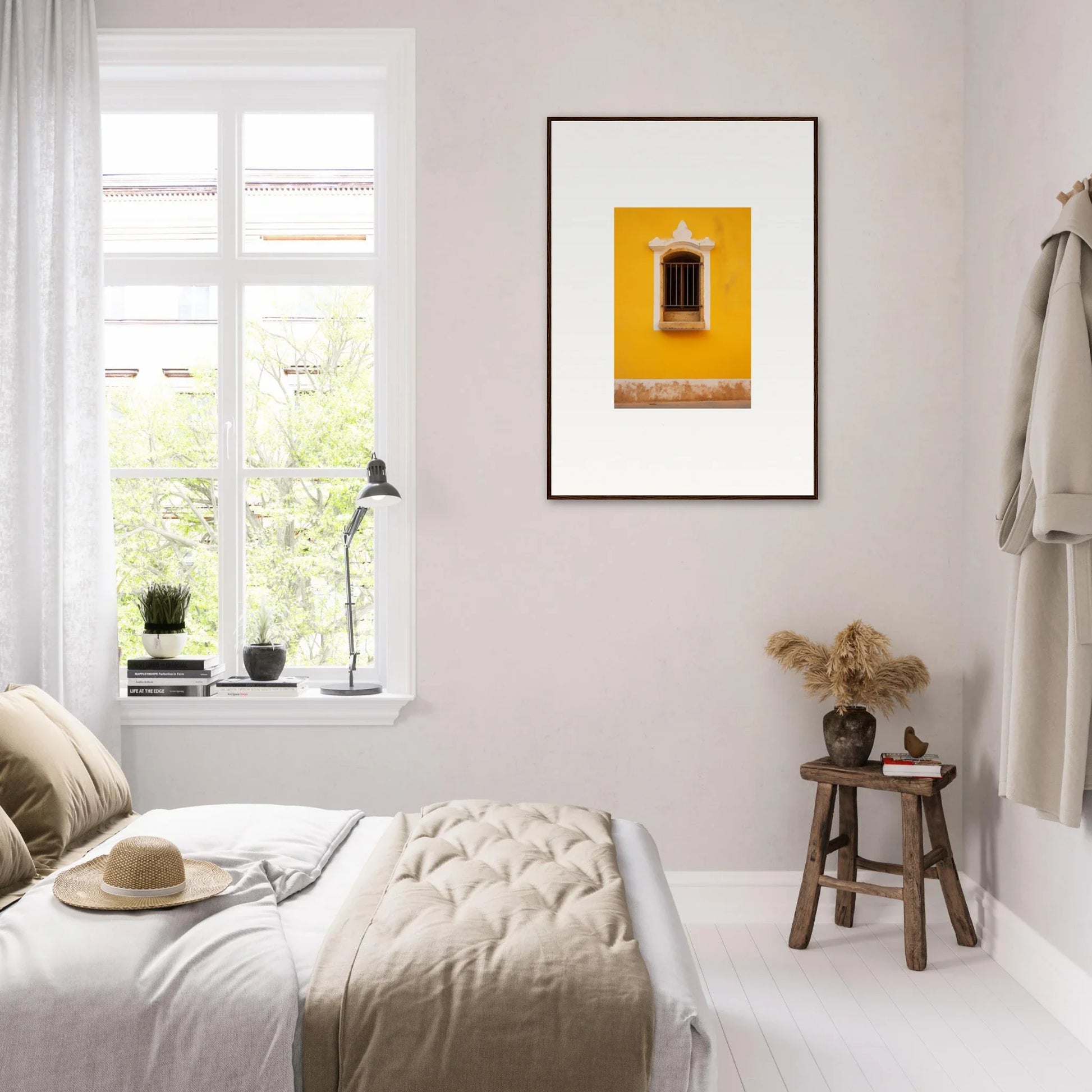 Framed photo of a yellow wall with window in Daisy Dreamgate Portal special edition art™