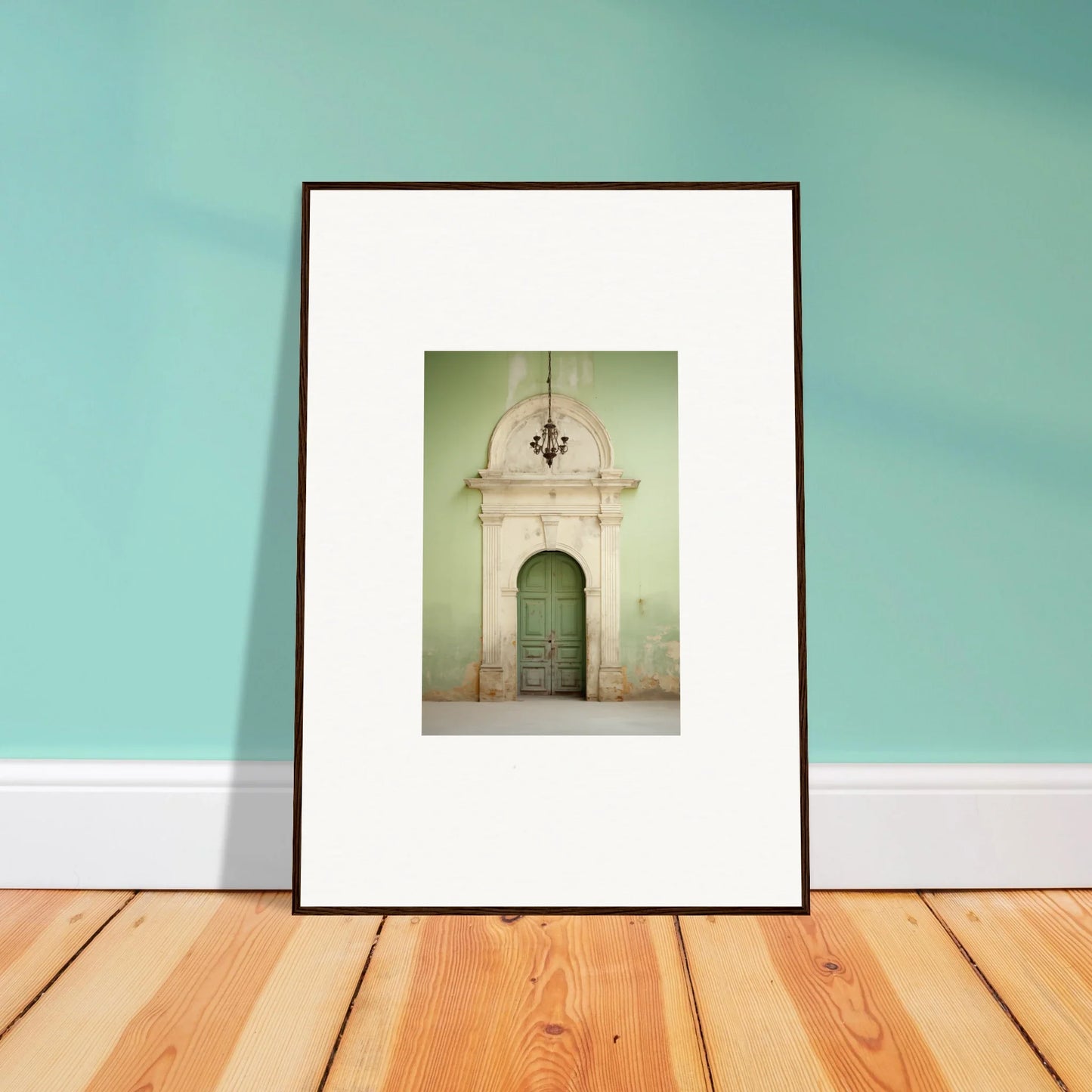 Framed photo of an ornate church doorway with a cross for Thresholds Quiet Whisper
