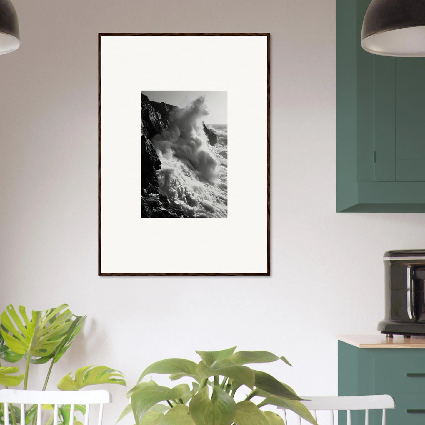 Framed black and white ocean waves art from Ephemeral Echoes Surge special edition