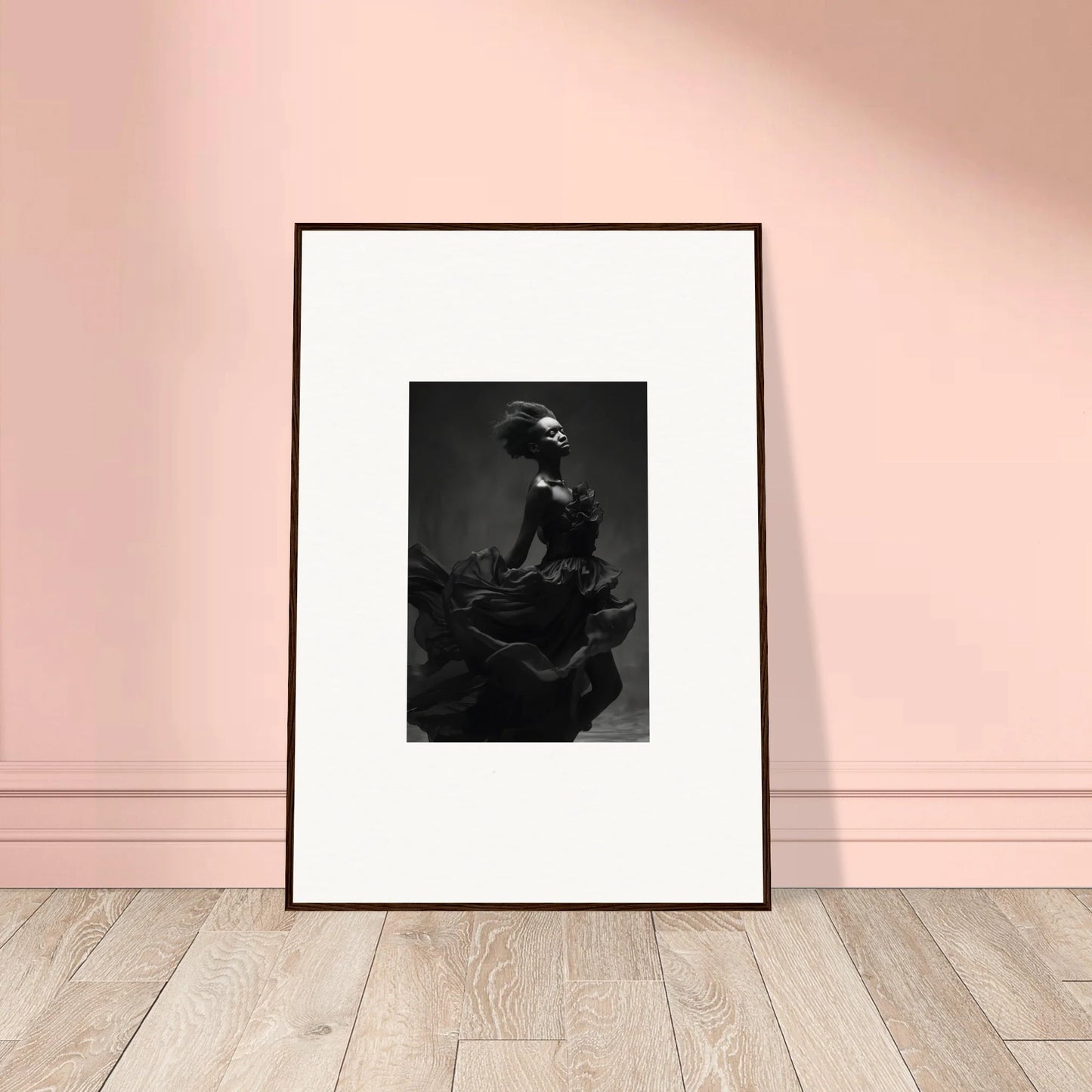 Framed black and white photo of Veiled Nigretto Whispers in a sleek black frame