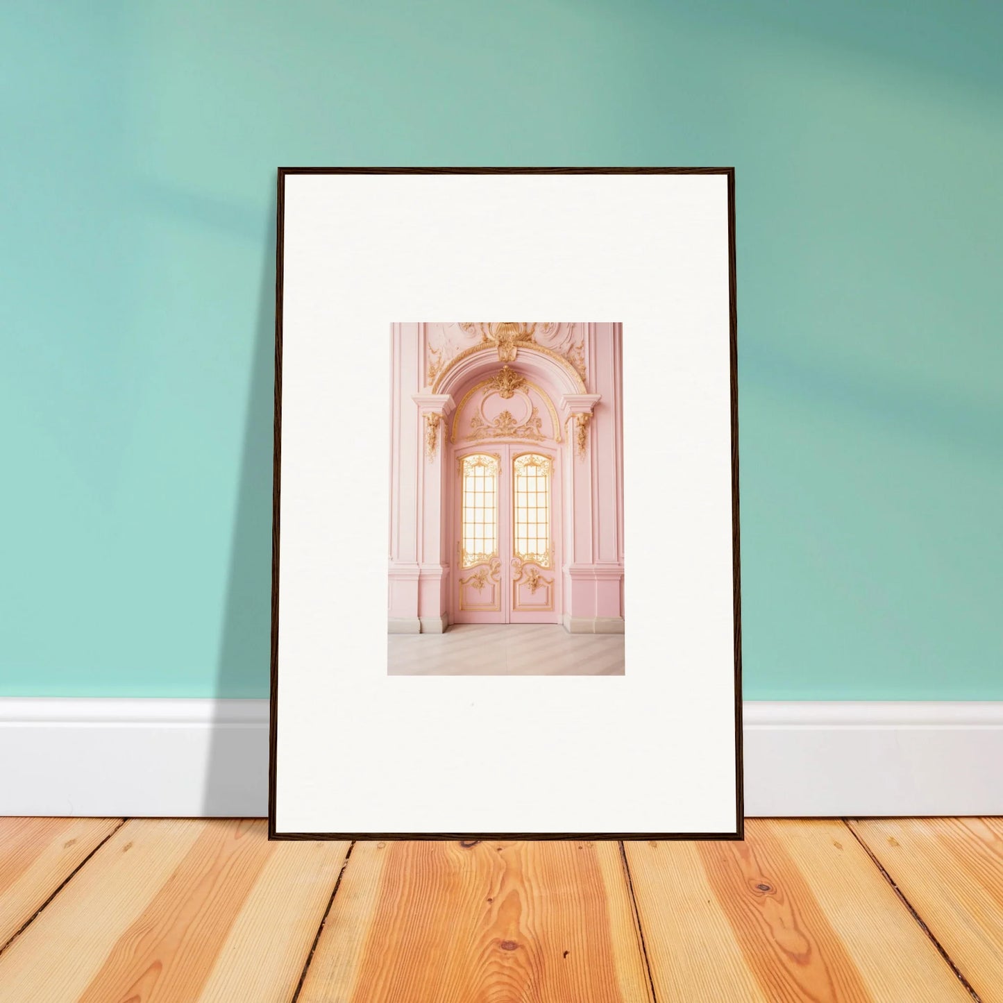 Framed wall art of ornate pink doorway in Ethereal Rose Haven special edition art™