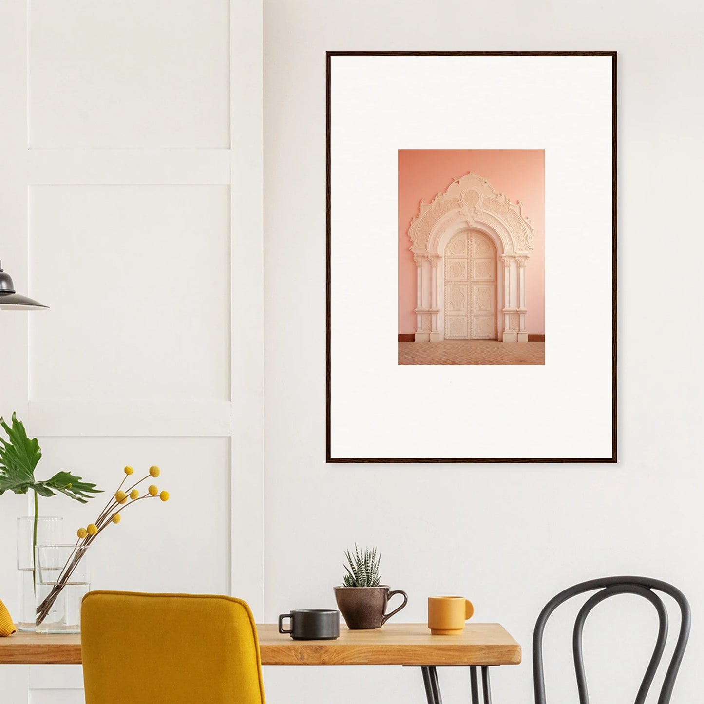 Framed wall art of a peachy-pink archway from Patio Reverie Sleutelenv collection
