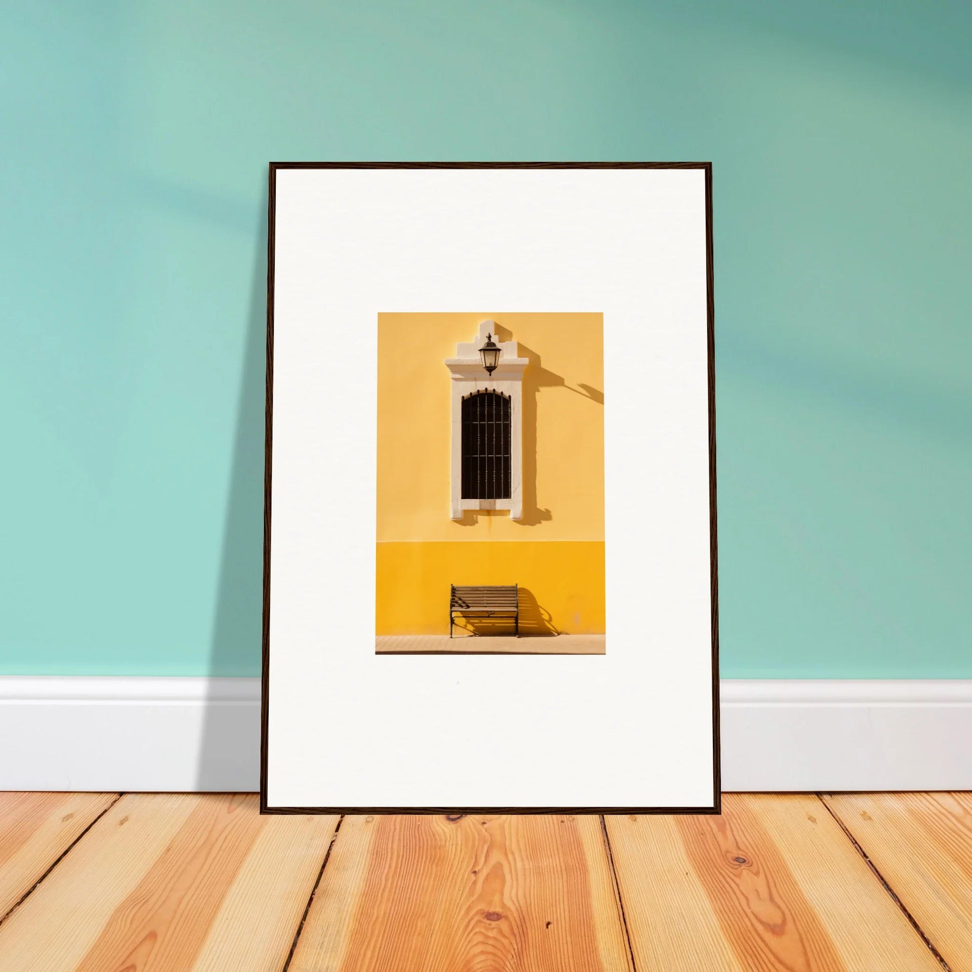 Framed photograph of a yellow wall with a window, perfect for Six-Light Cult Optionsky