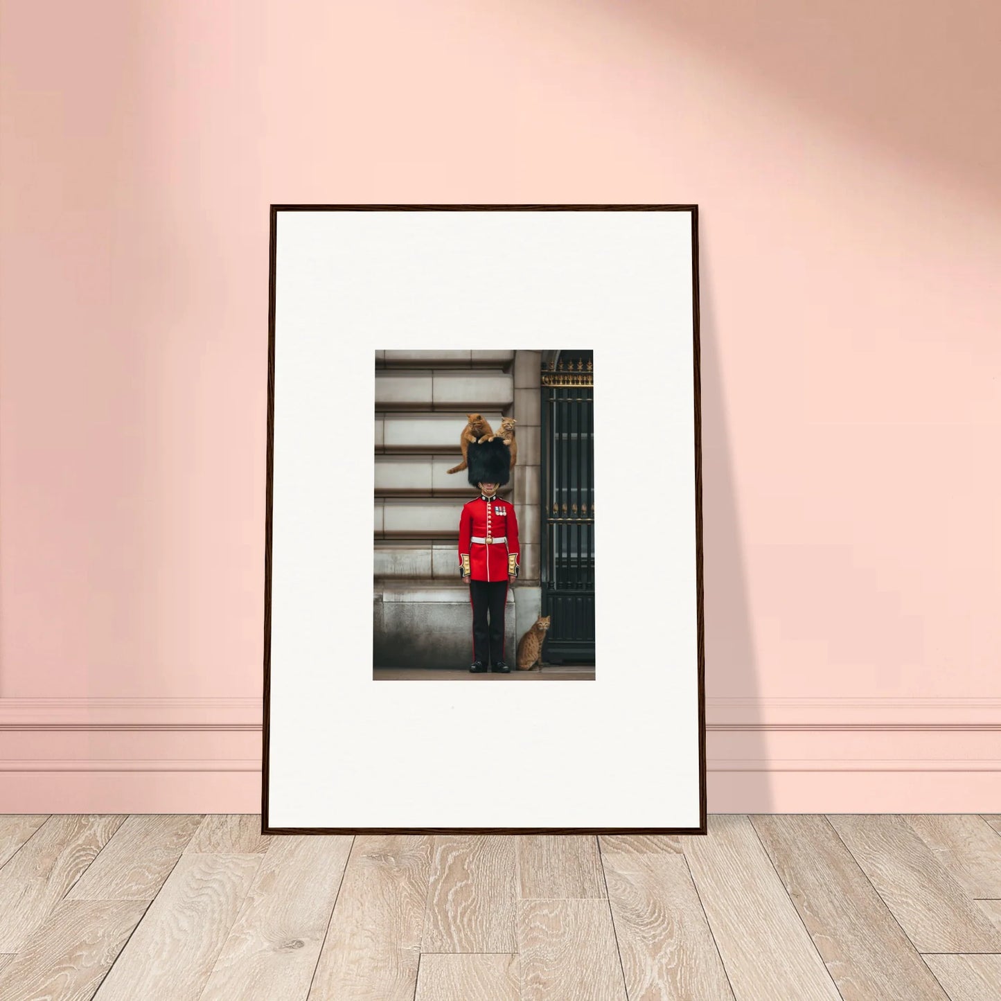 Framed photograph of a Queen’s Guard in red uniform for Sensational Sentinels’ Playground