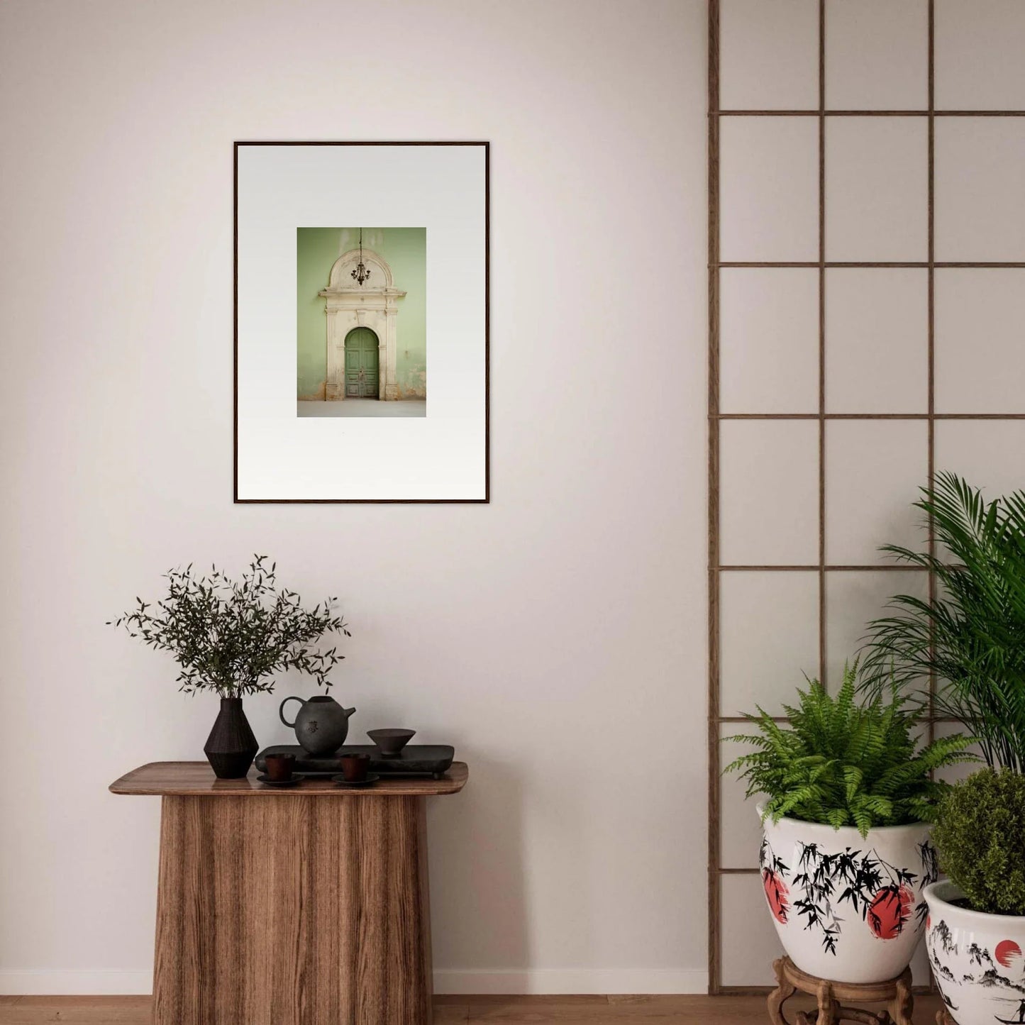 Framed photo of an arched doorway with a cross in Thresholds Quiet Whisper special edition art™